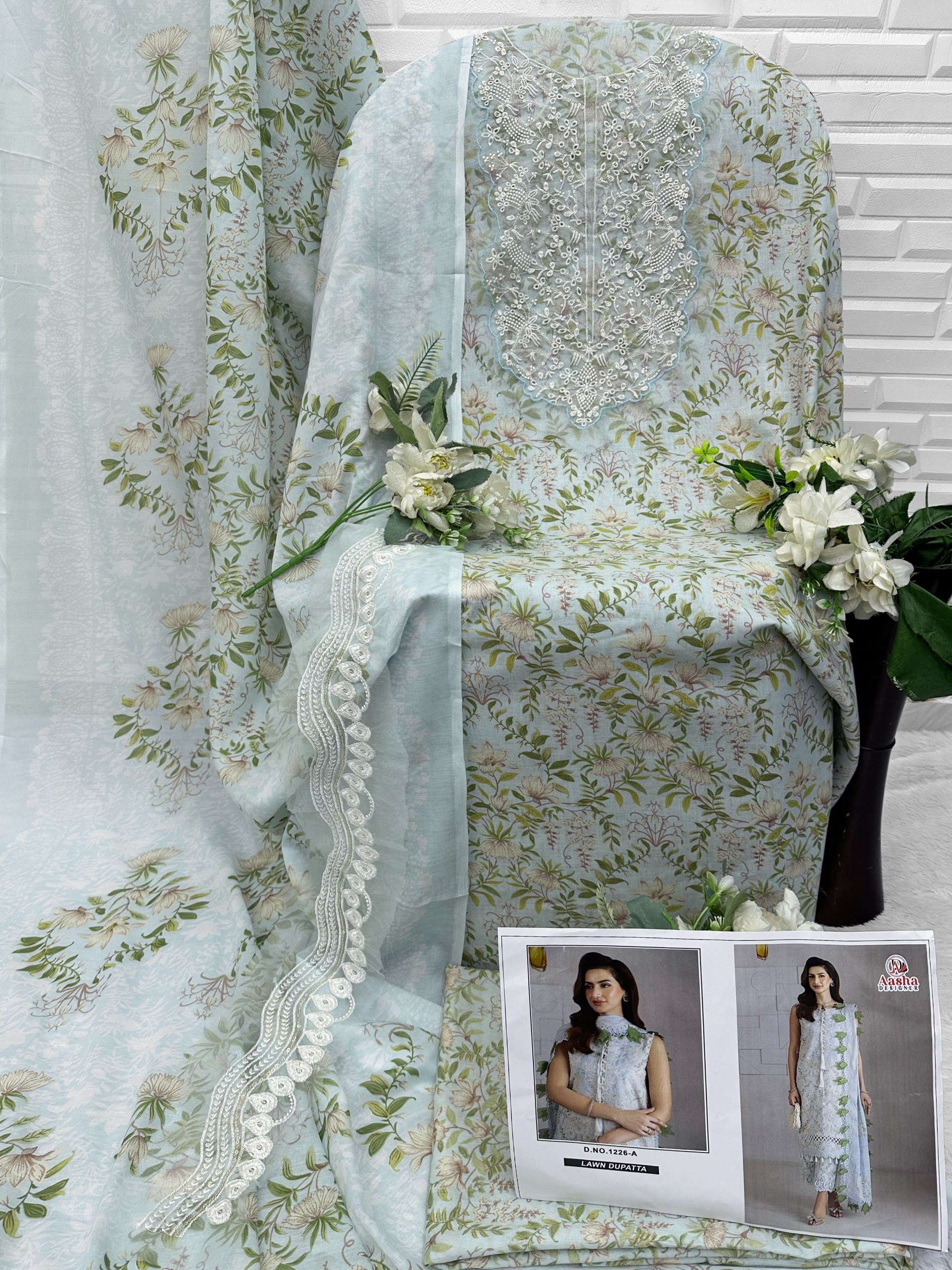 AASHA DESIGNER D NO 1226 COTTON PATCH EMBROIDERY WORK SALWAR KAMEEZ 