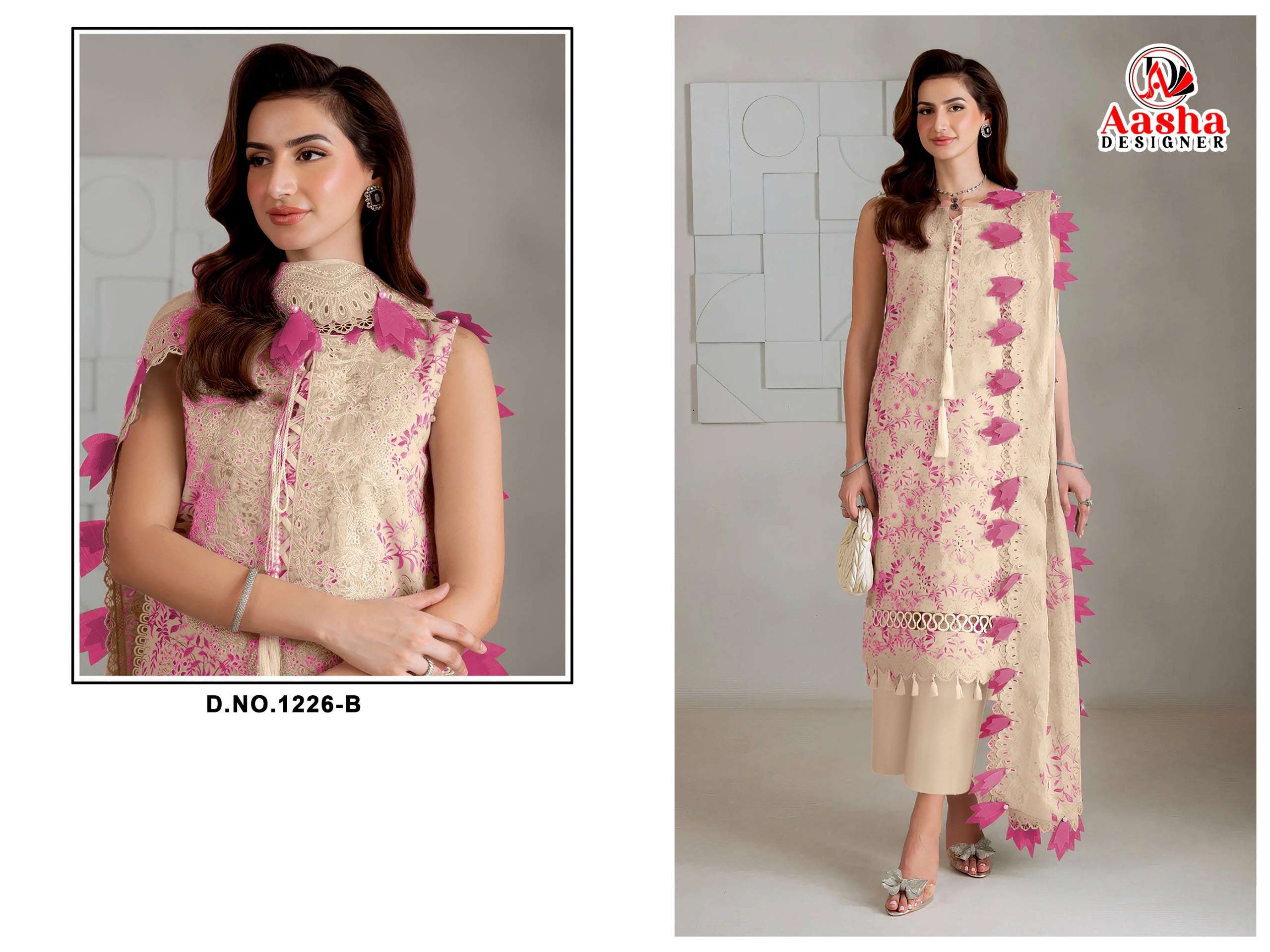 AASHA DESIGNER D NO 1226 COTTON PATCH EMBROIDERY WORK SALWAR KAMEEZ 