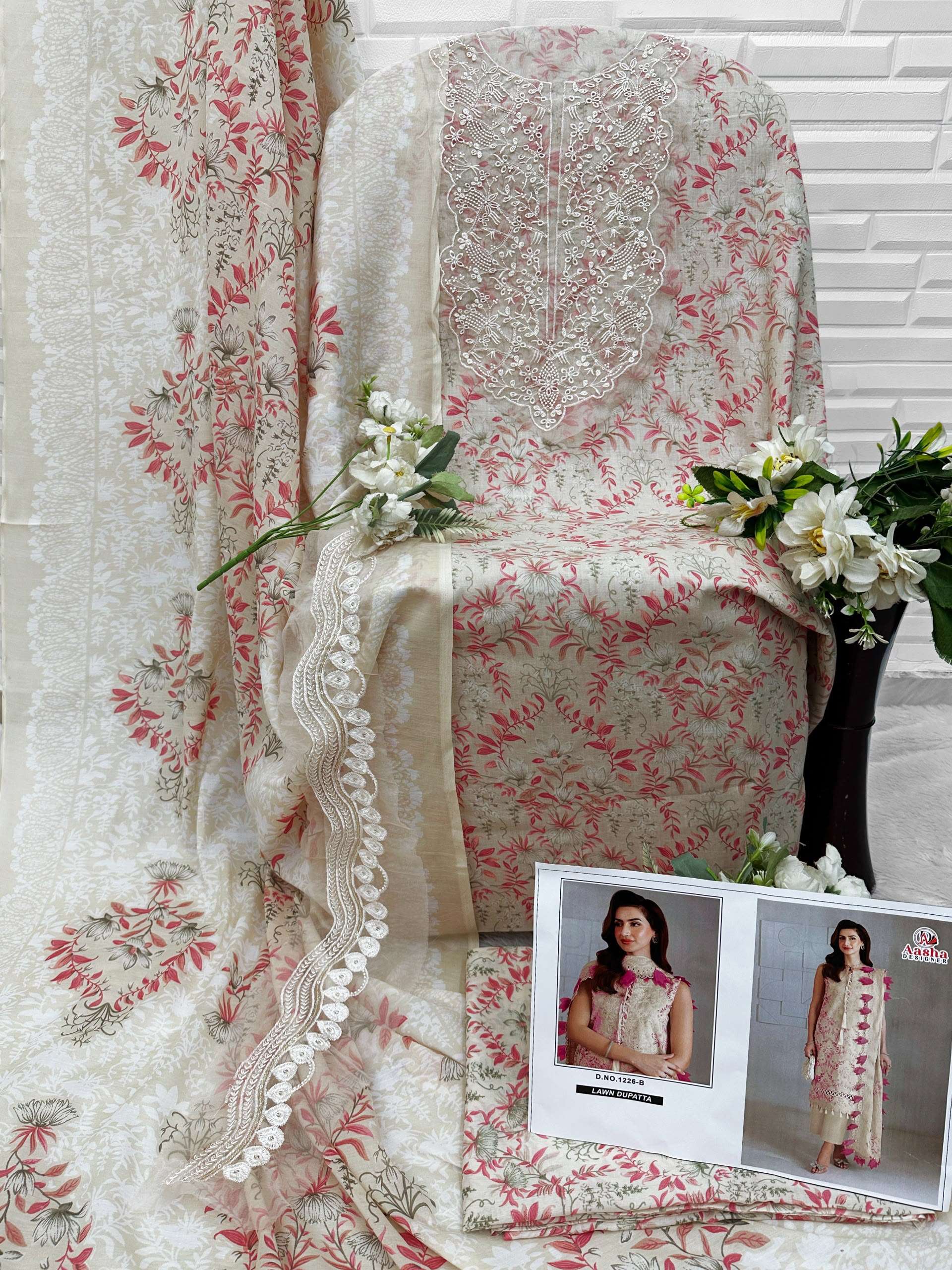 AASHA DESIGNER D NO 1226 COTTON PATCH EMBROIDERY WORK SALWAR KAMEEZ 