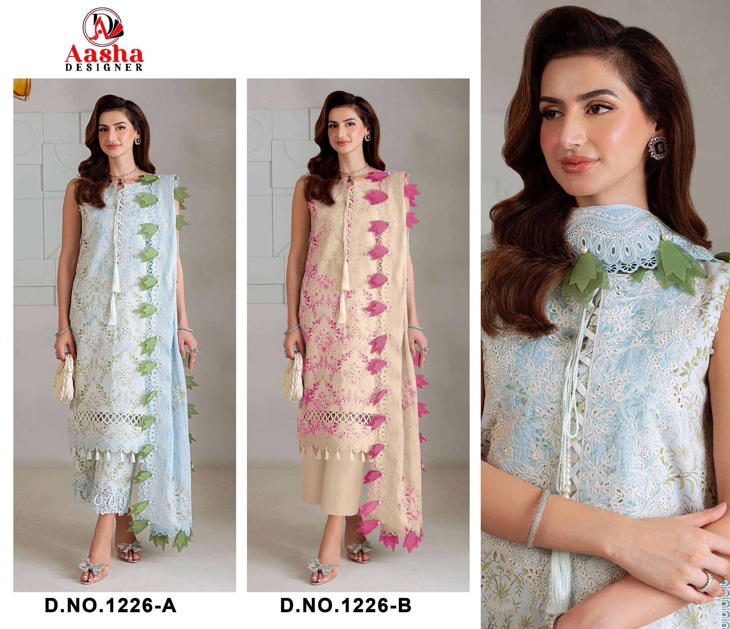 AASHA DESIGNER D NO 1226 COTTON PATCH EMBROIDERY WORK SALWAR KAMEEZ 