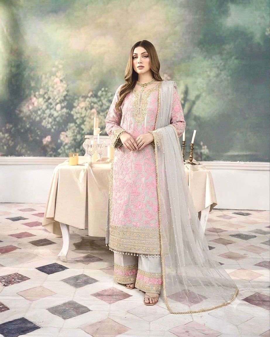 AD 234 FOX GEORGETTE DESIGNER PARTY WEAR LADIES TOP PLAZZO AND DUPATTA SET 