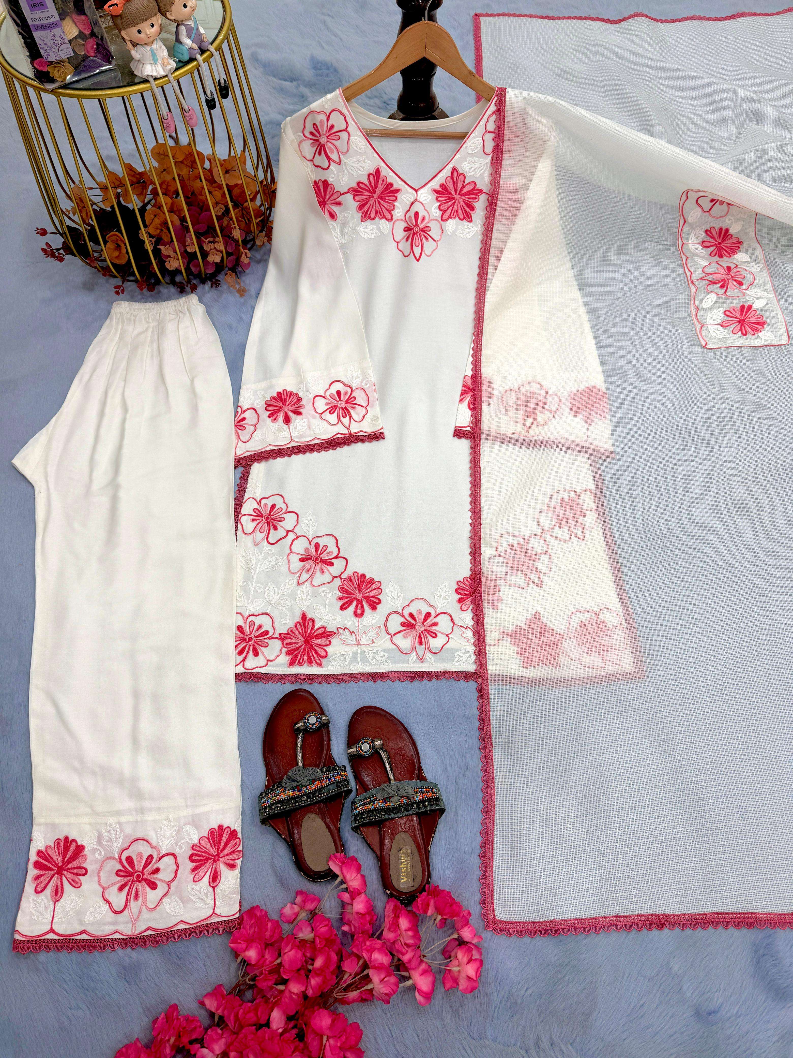 AD 235 RAYON FANCY DESIGNER LOOK PARTY WEAR LADIES TOP FARSHI PLAZZO AND DUPATTA SET 