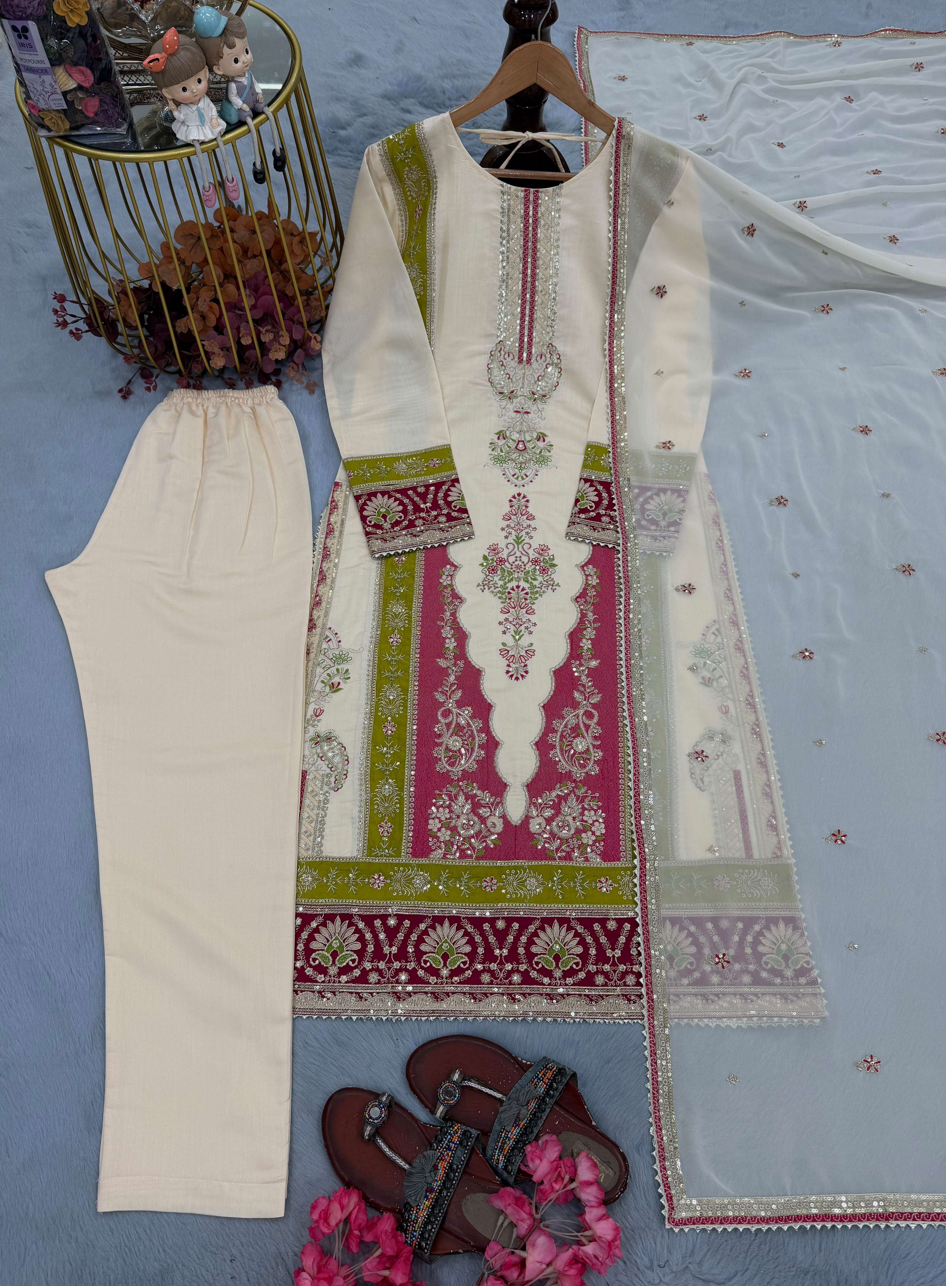 AD 238 SILK EMBROIDERY DESIGNER LOOK PARTY WEAR LADIES SUIT
