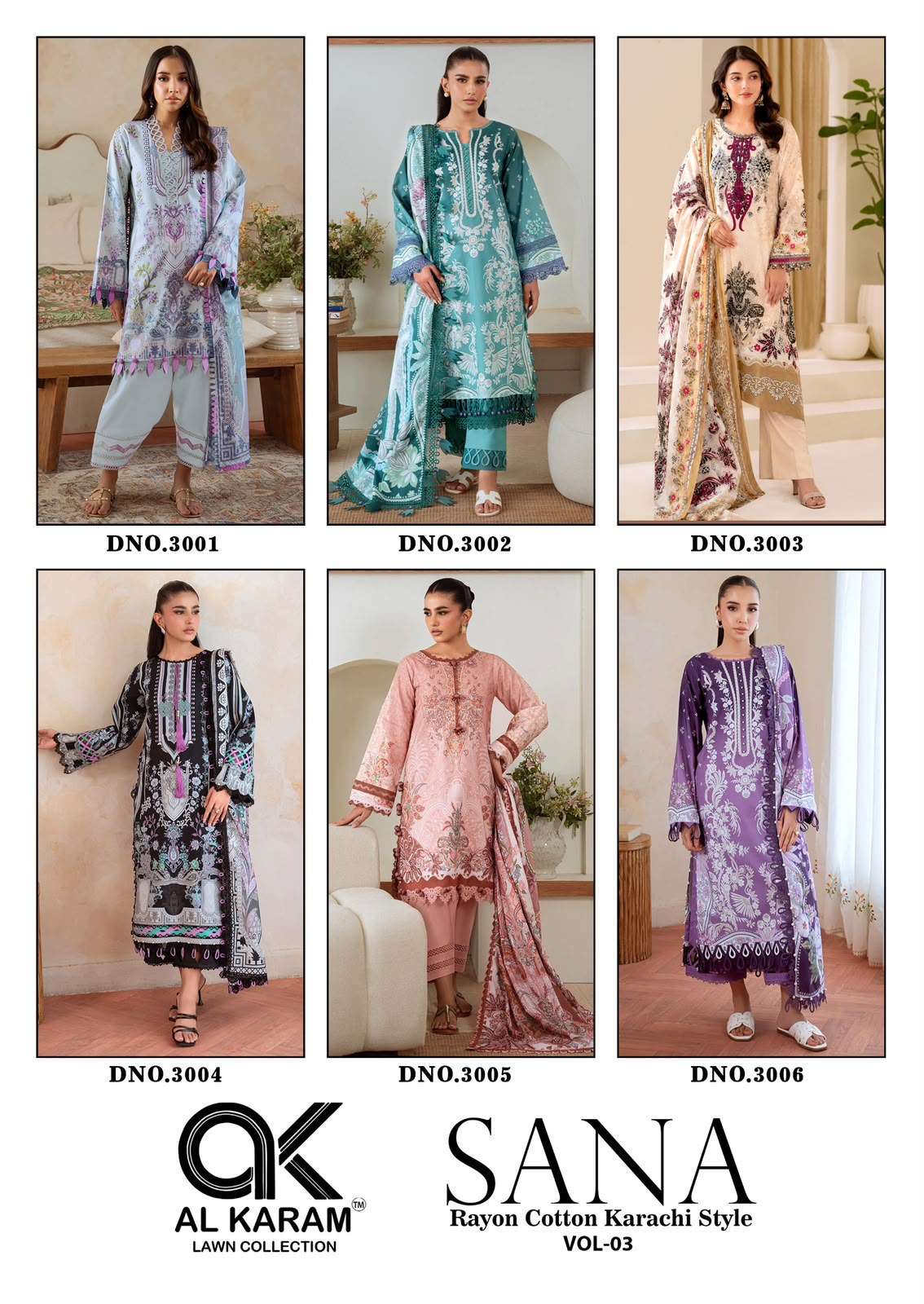 AL KARAM SANA VOL 3 RAYON COTTON DIGITAL PRINT SALWAR SUIT