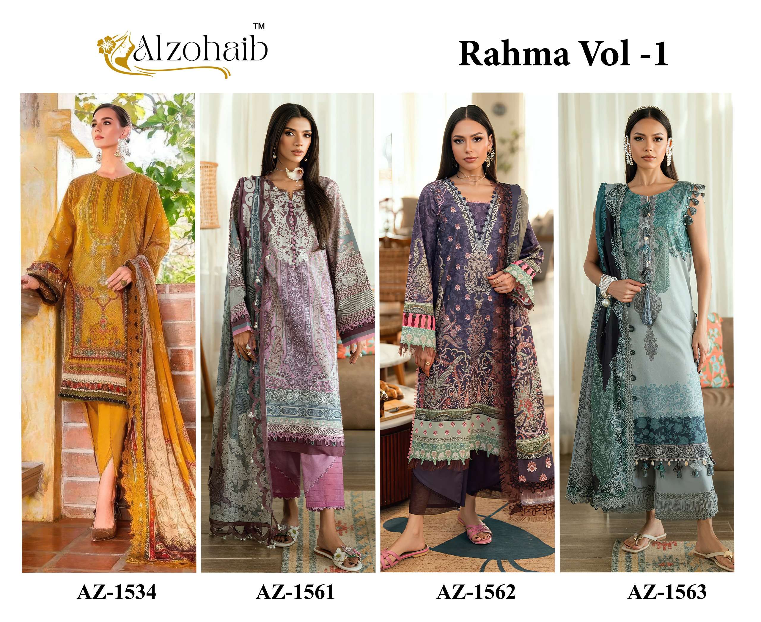 AL ZOHAIB RAHMA VOL 1 COTTON PATCH EMBROIDERY WORK SALWAR KAMEEZ 
