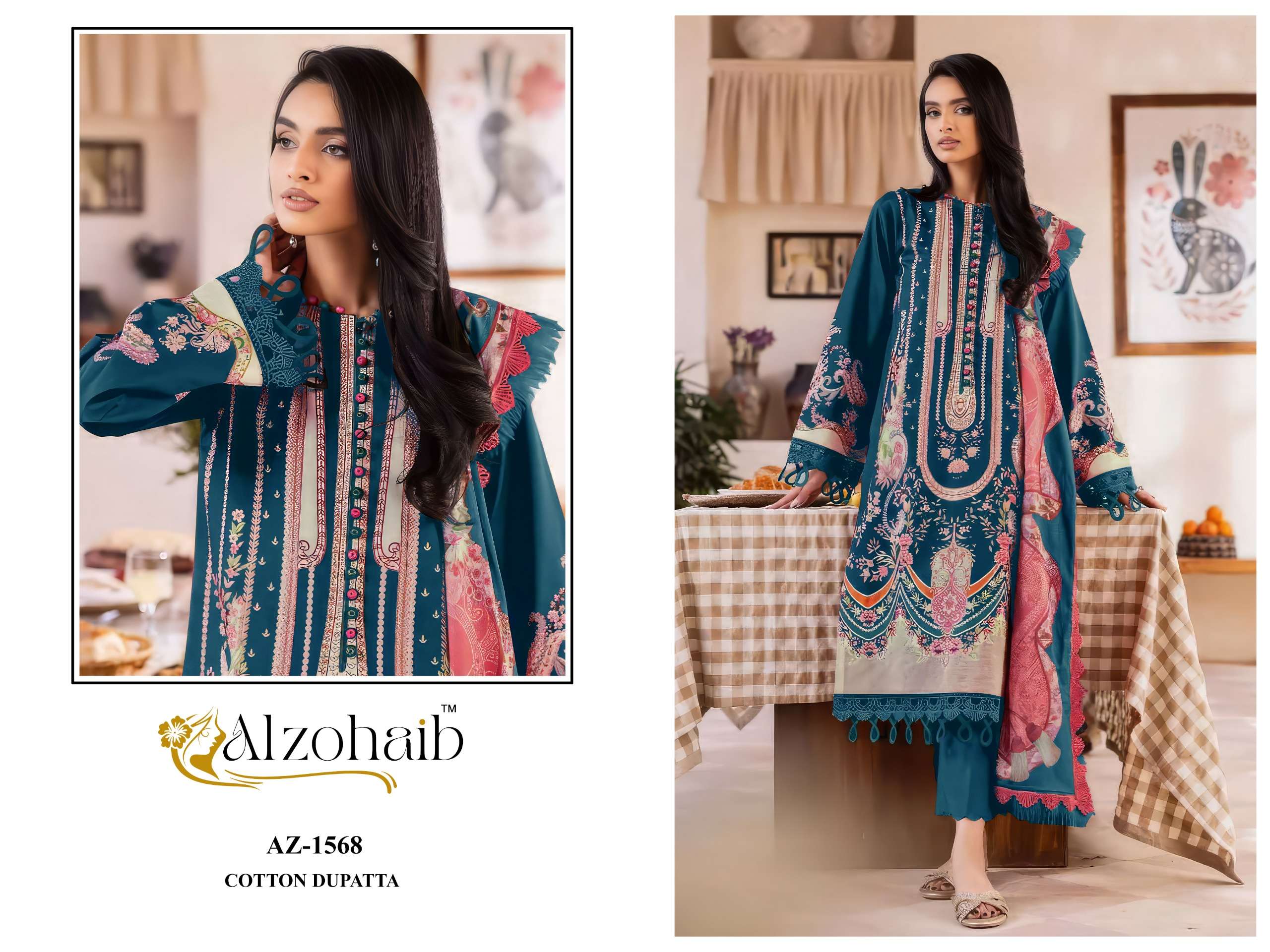 AL ZOHAIB ZAYNAH VOL 1 COTTON FANCY PATCH EMBROIDERY WORK SALWAR KAMEEZ