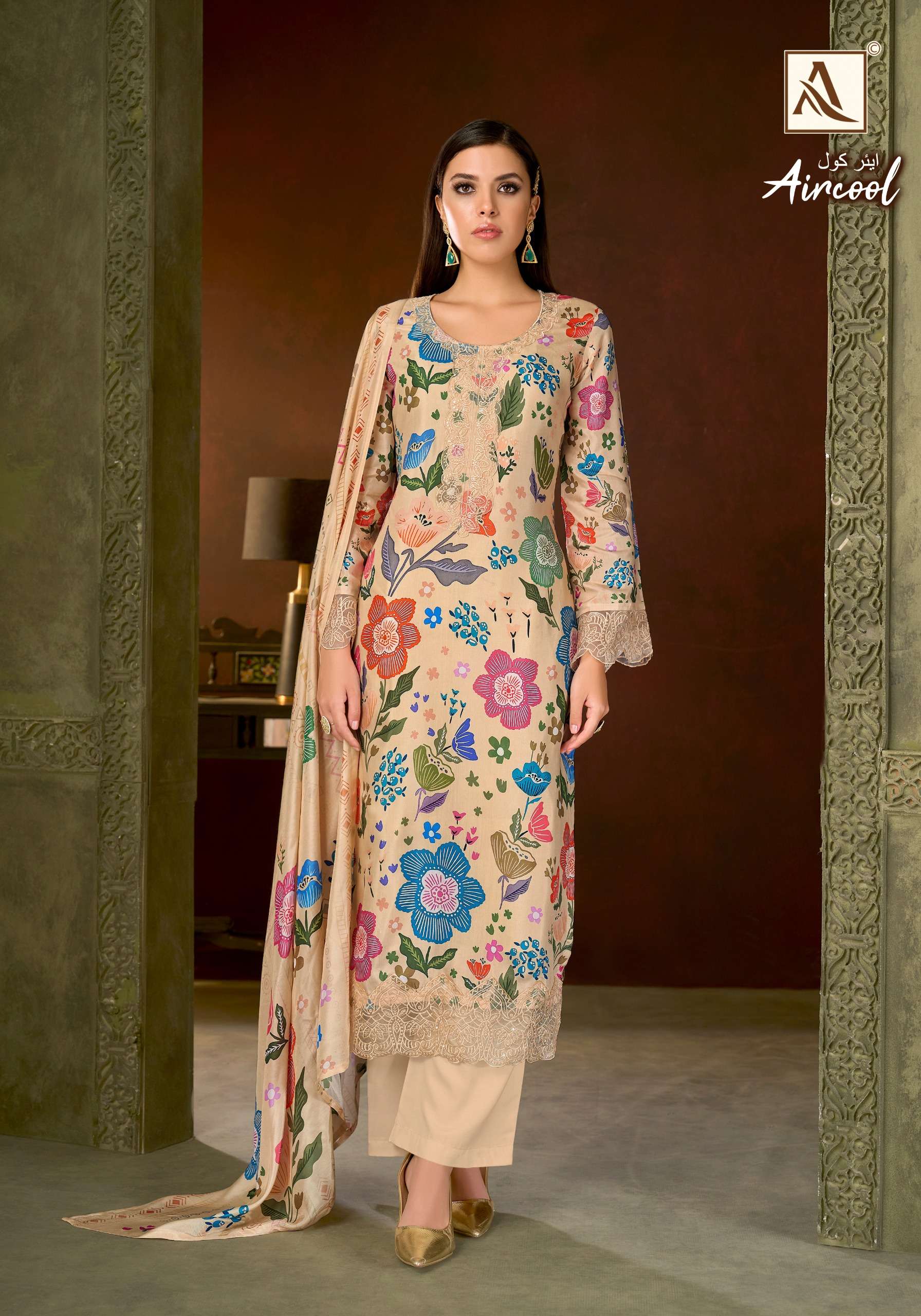 ALOK SUITS AIRCOOL VISCOSE DIGITAL PRINT WITH FANCY EMBROIDERY WORK SUIT