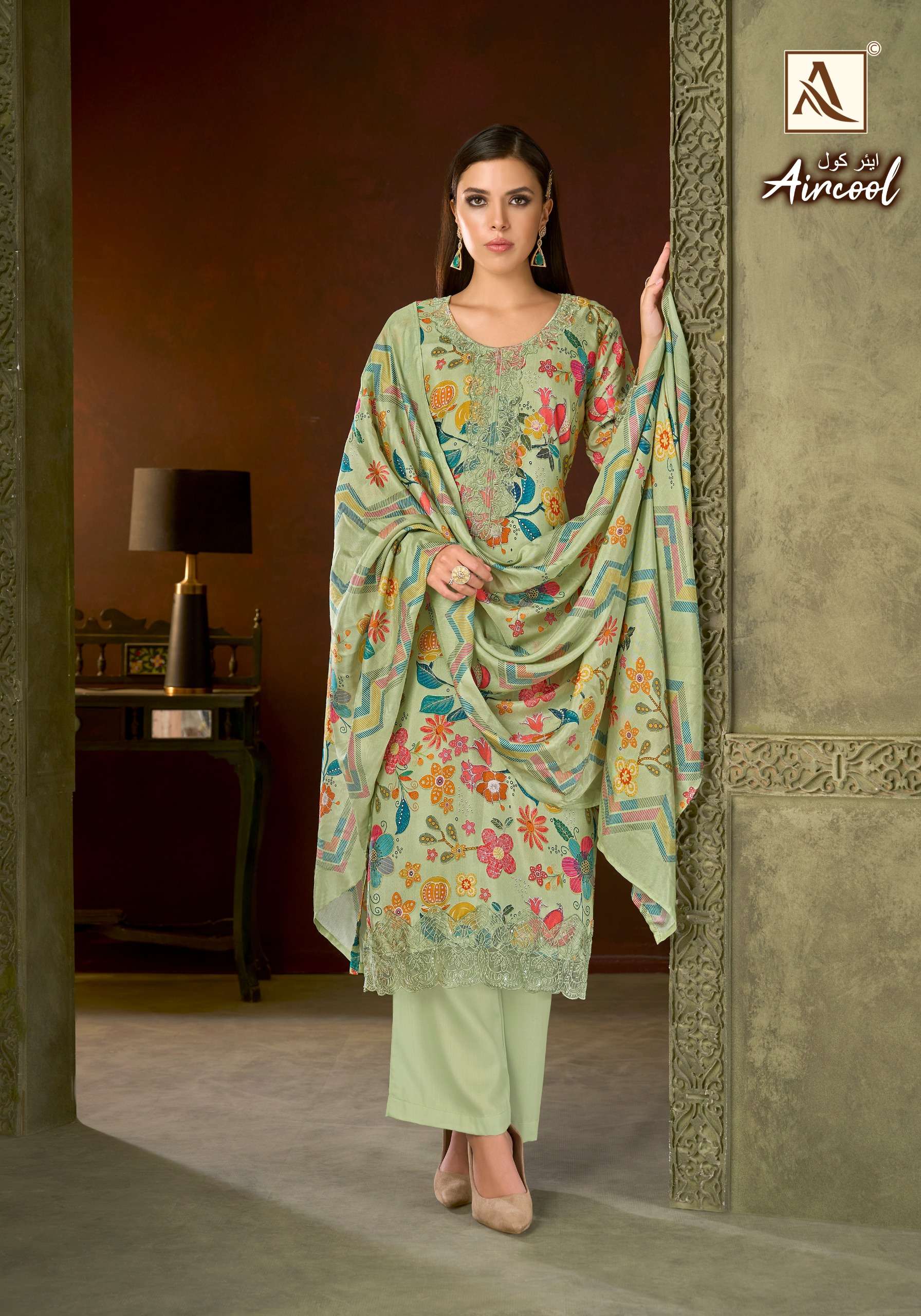 ALOK SUITS AIRCOOL VISCOSE DIGITAL PRINT WITH FANCY EMBROIDERY WORK SUIT