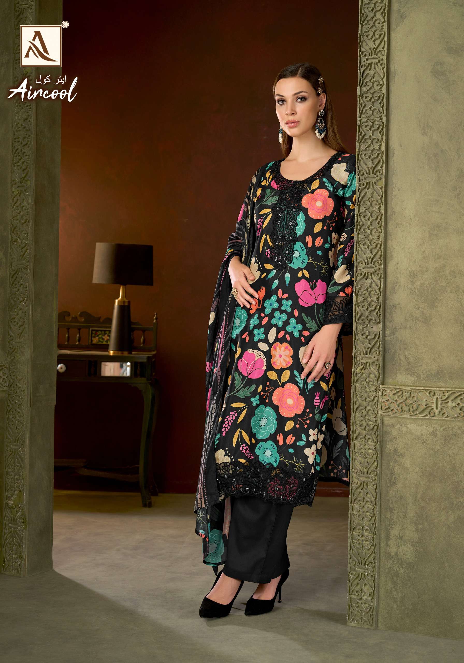 ALOK SUITS AIRCOOL VISCOSE DIGITAL PRINT WITH FANCY EMBROIDERY WORK SUIT