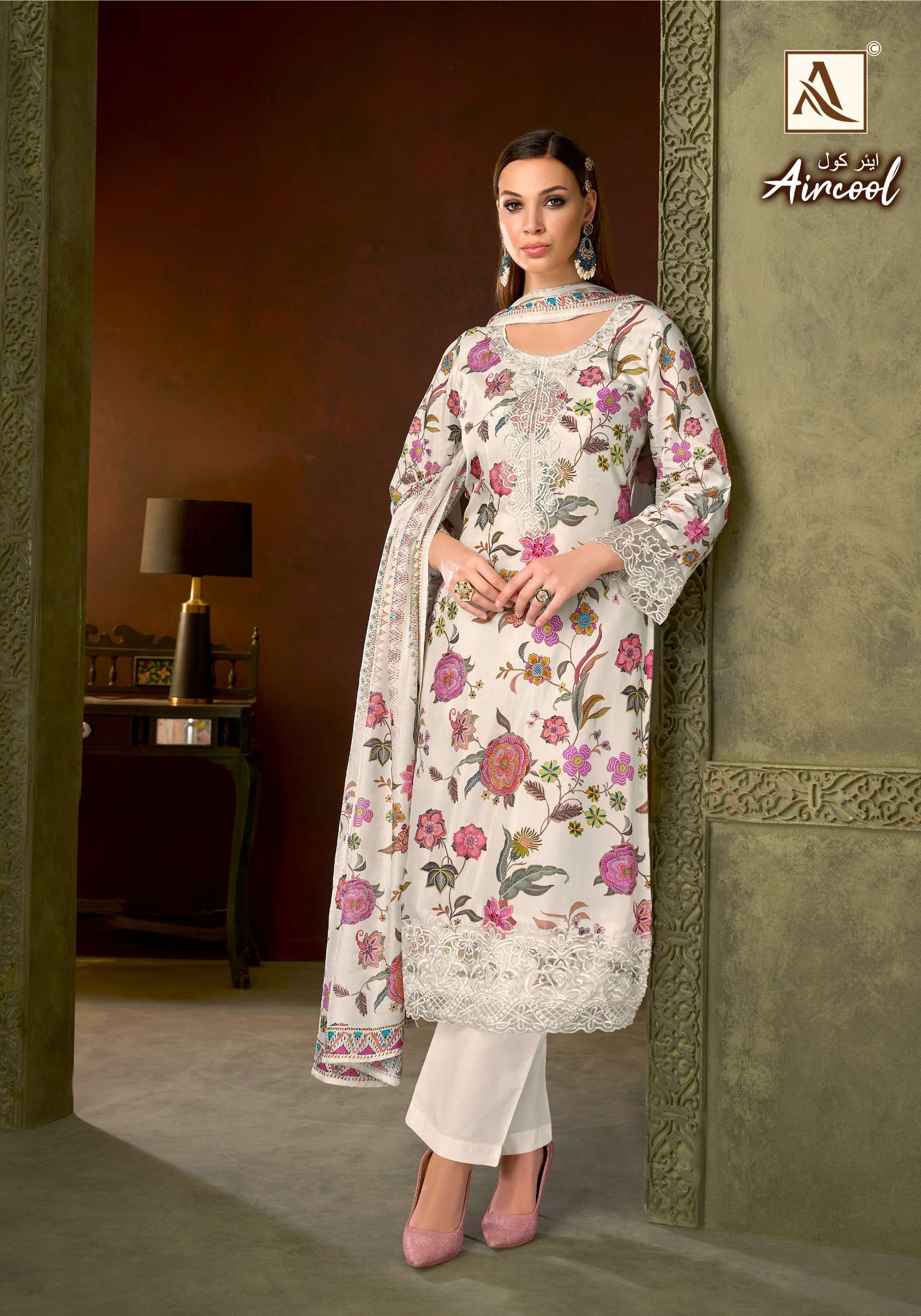 ALOK SUITS AIRCOOL VISCOSE DIGITAL PRINT WITH FANCY EMBROIDERY WORK SUIT