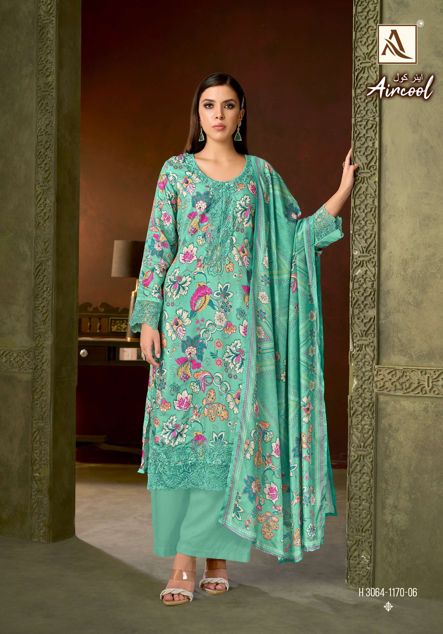 ALOK SUITS AIRCOOL VISCOSE DIGITAL PRINT WITH FANCY EMBROIDERY WORK SUIT