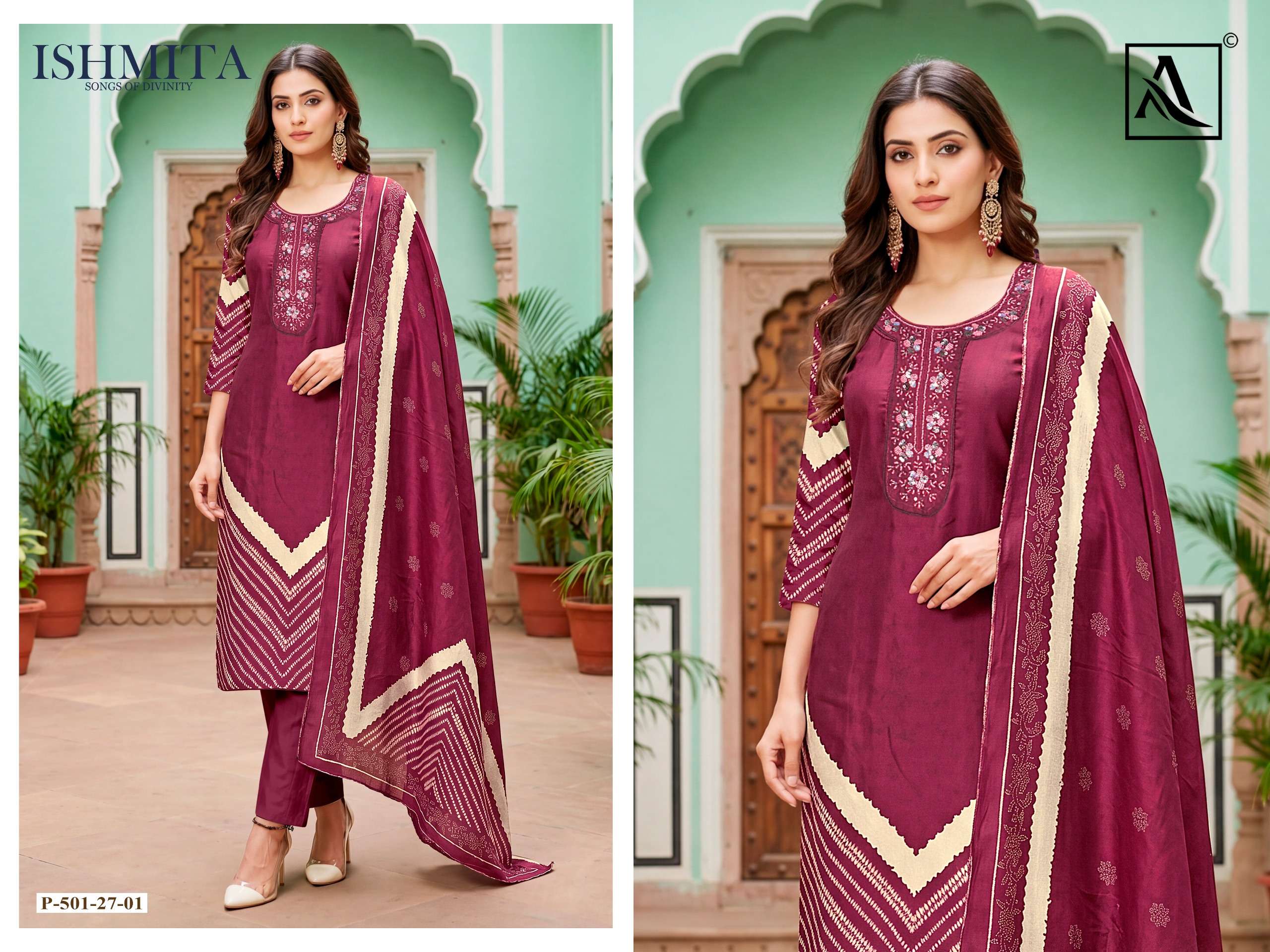 ALOK SUITS ISHMITA VISCOSE DESIGNER PRINT WITH FANCY WORK SUIT