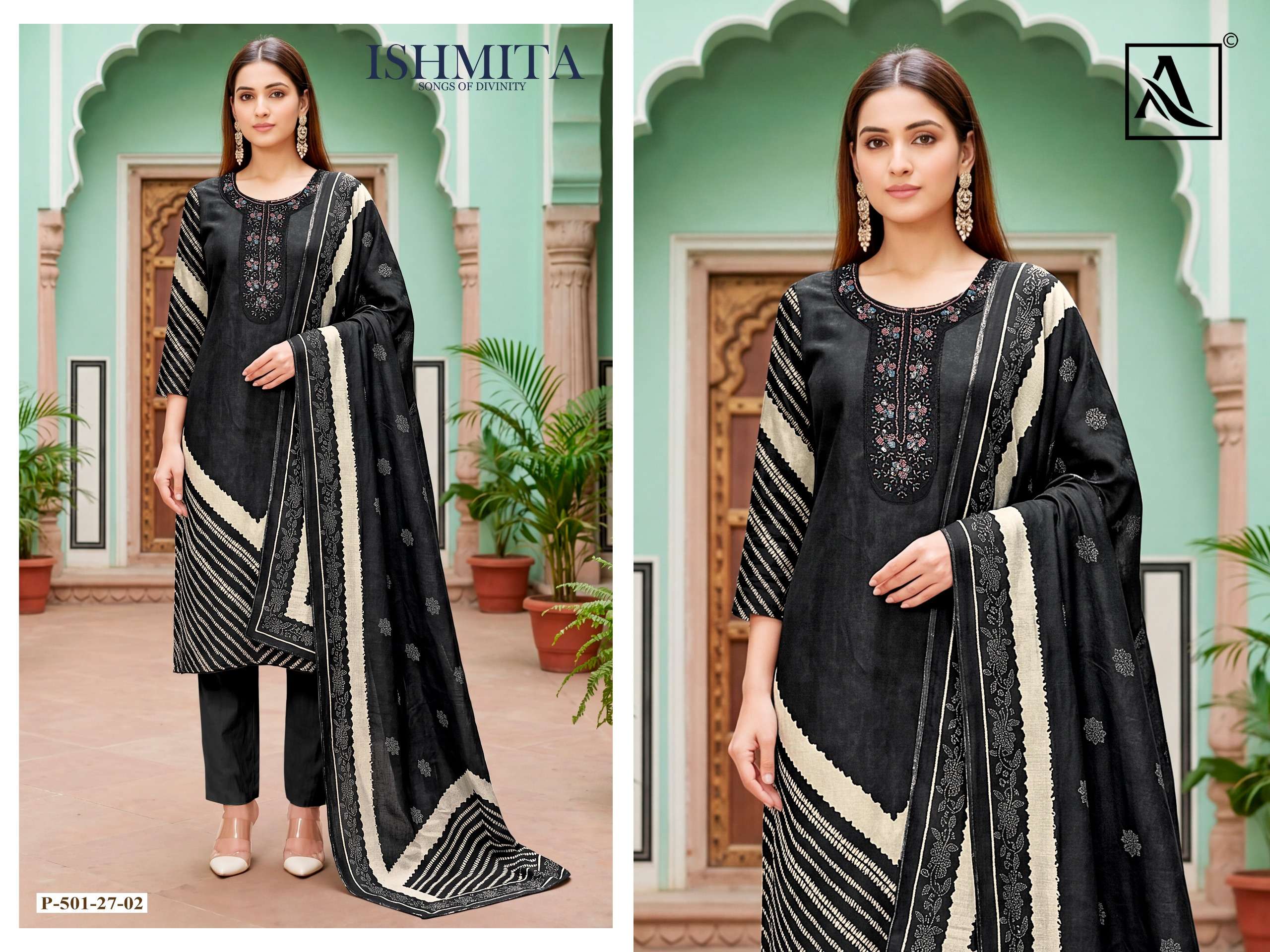 ALOK SUITS ISHMITA VISCOSE DESIGNER PRINT WITH FANCY WORK SUIT