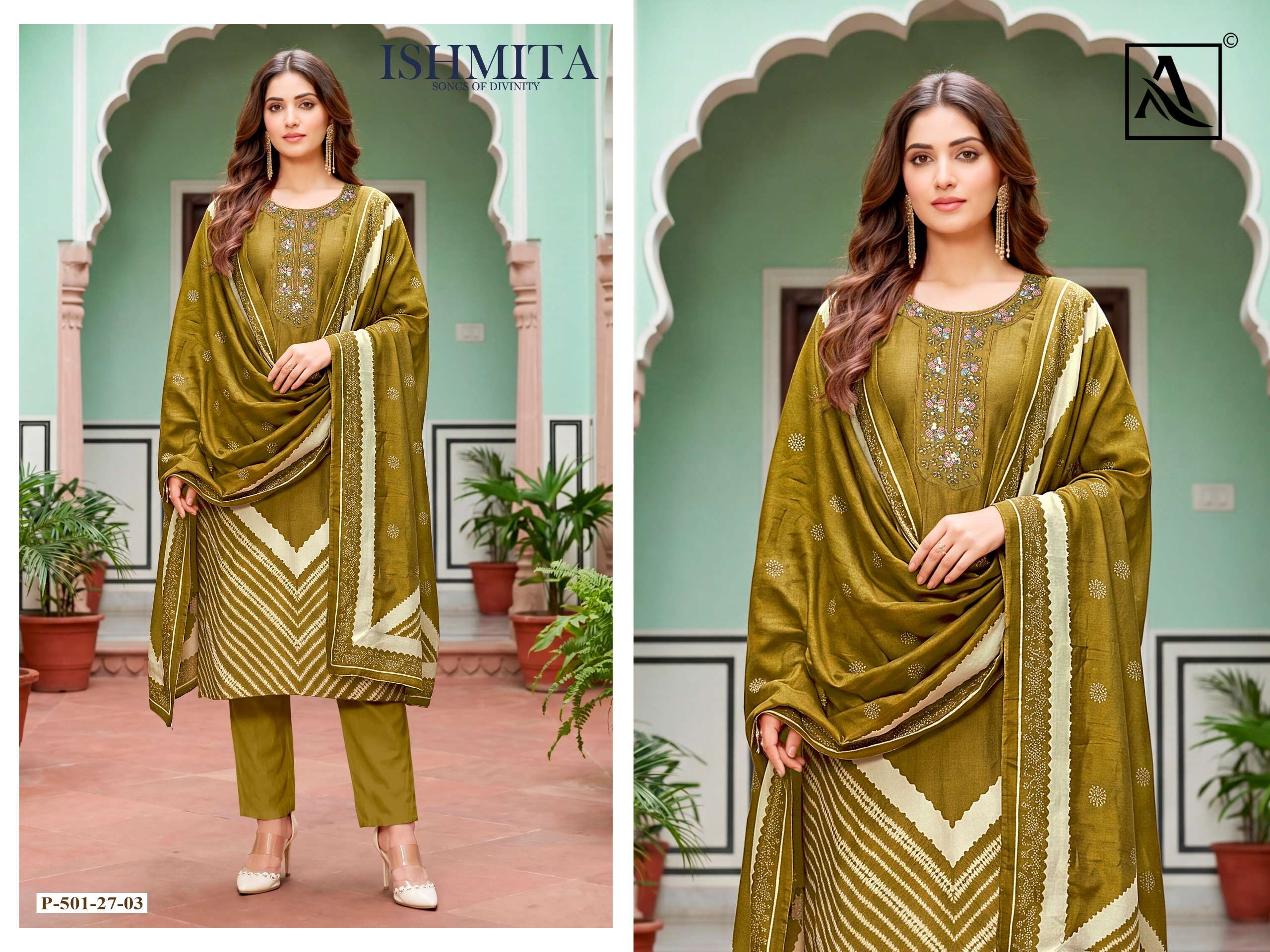 ALOK SUITS ISHMITA VISCOSE DESIGNER PRINT WITH FANCY WORK SUIT