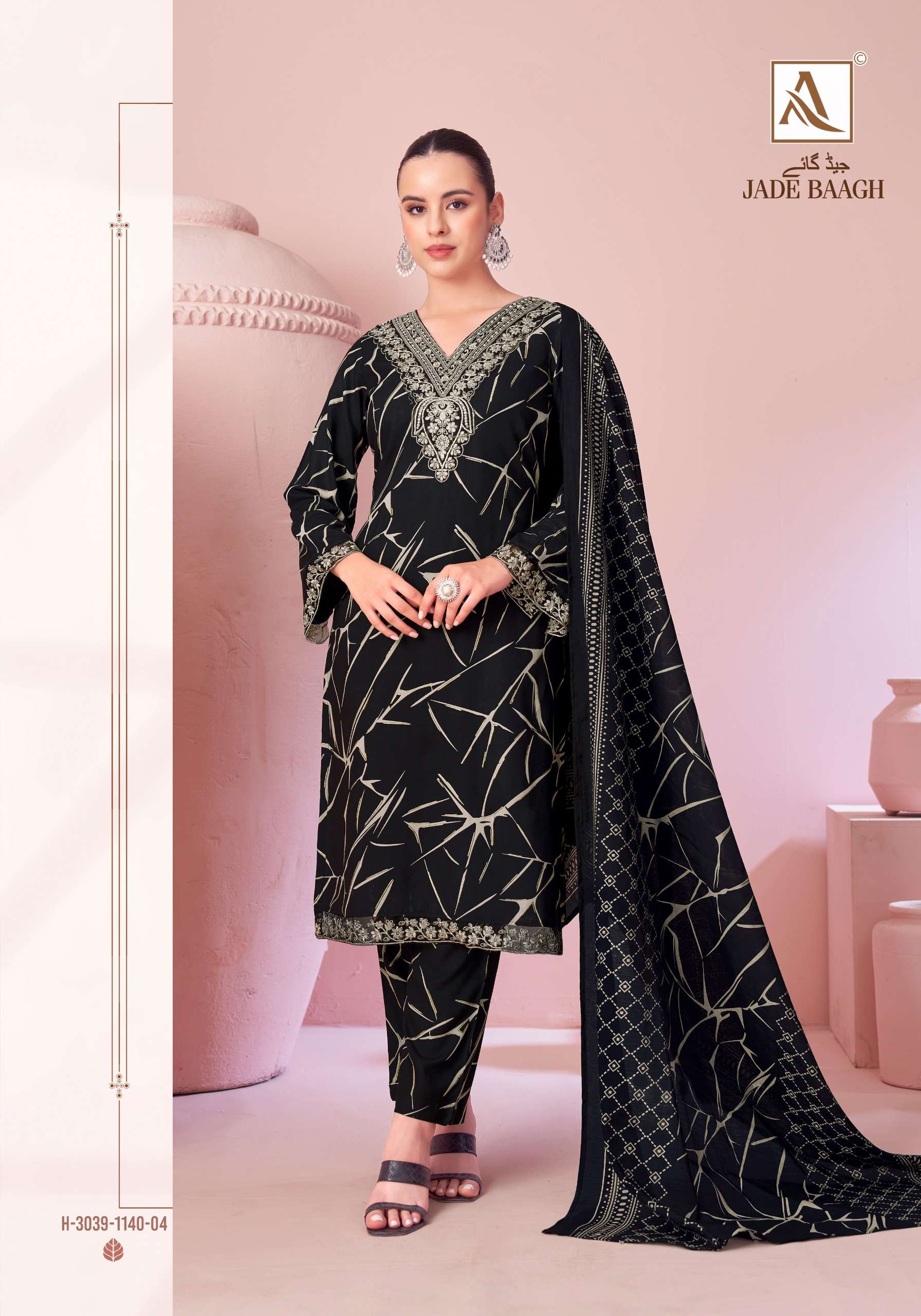 ALOK SUITS JADE BAGH VISCOSE FOIL PRINT WITH FANCY EMBROIDERY WORK SUIT