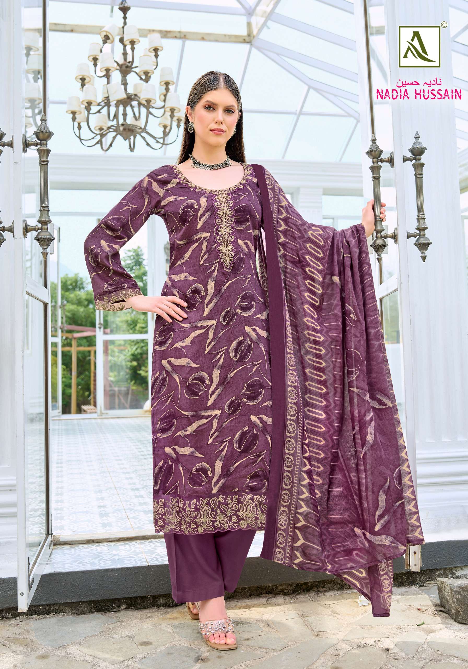 ALOK SUITS NADIA HUSSAIN JAM COTTON DIGITAL PRINTS WITH FANCY EMBROIDERY WORK SUIT