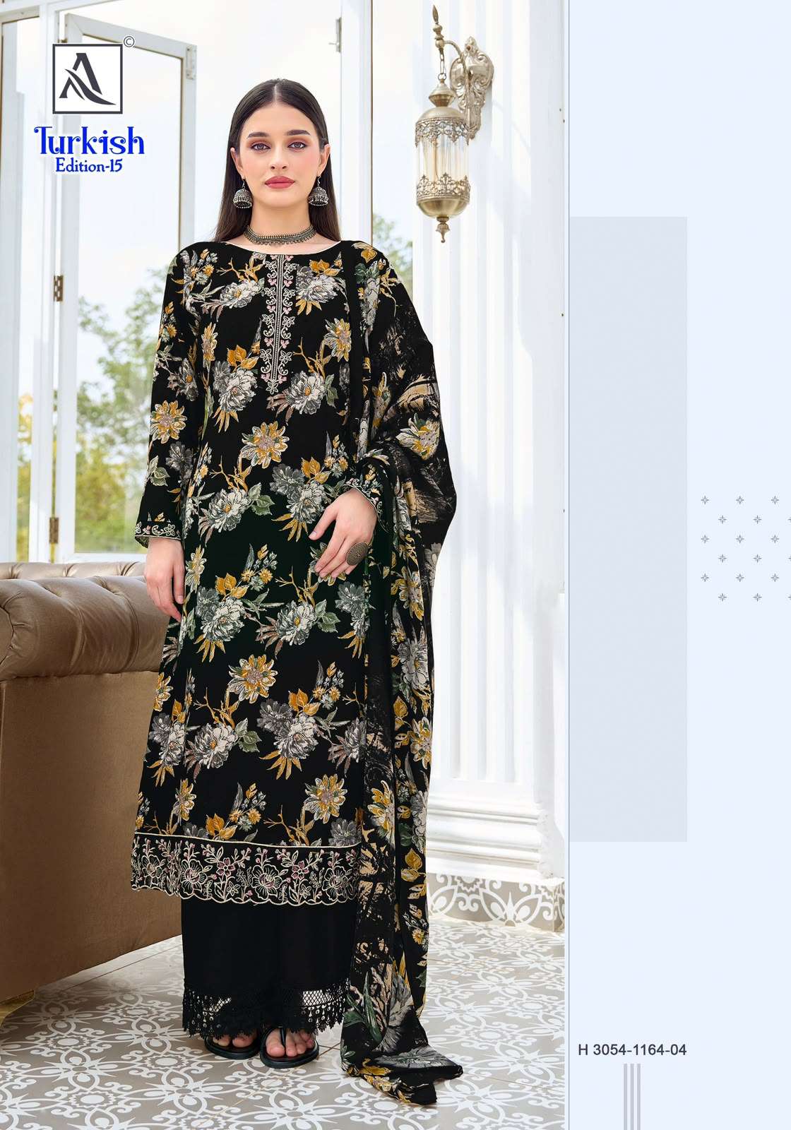 ALOK SUITS TURKISH EDITION 15 VISCOSE RAYON PRINT WITH FANCY WORK SUIT