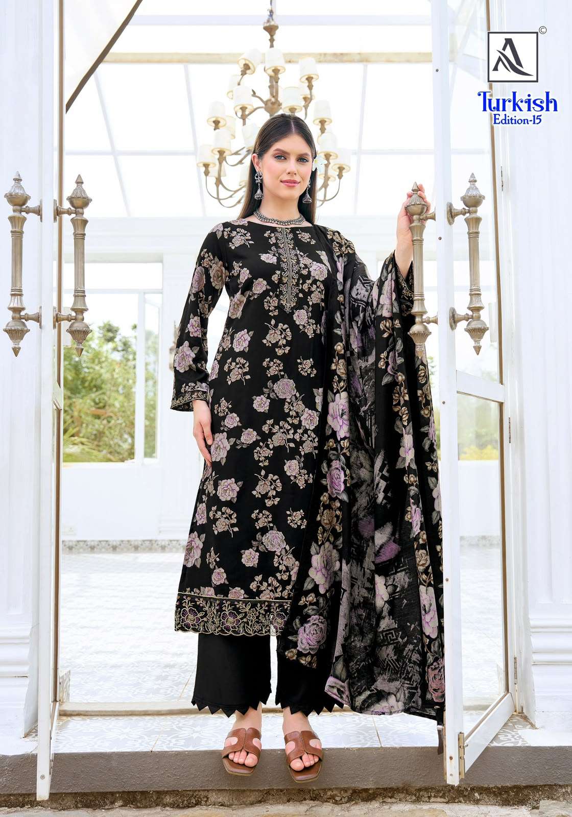 ALOK SUITS TURKISH EDITION 15 VISCOSE RAYON PRINT WITH FANCY WORK SUIT