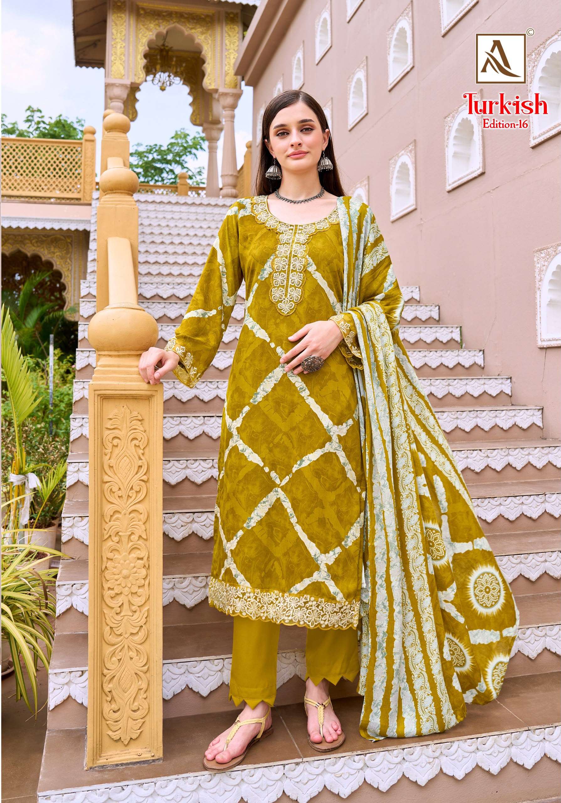 ALOK SUITS TURKISH EDITION 16 VISCOSE RAYON PRINT WITH FANCY WORK SUIT