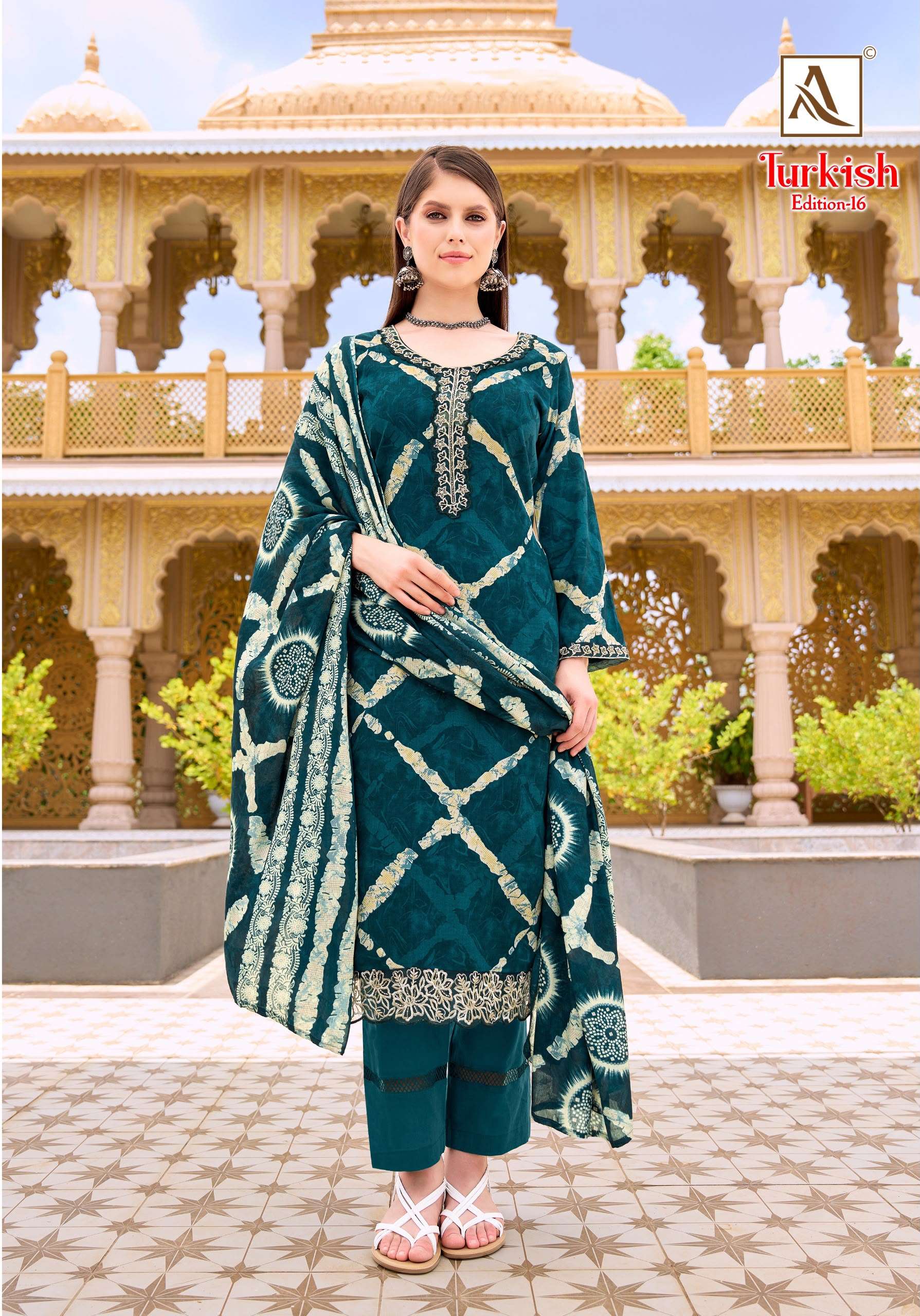 ALOK SUITS TURKISH EDITION 16 VISCOSE RAYON PRINT WITH FANCY WORK SUIT