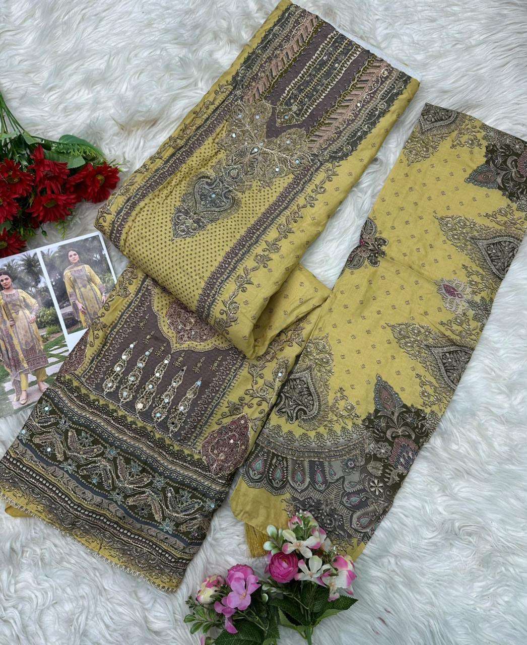 AMRUTVELA AT 163 VISCOSE DIGITAL PRINT WITH HAND WORK DESIGNER SUIT 