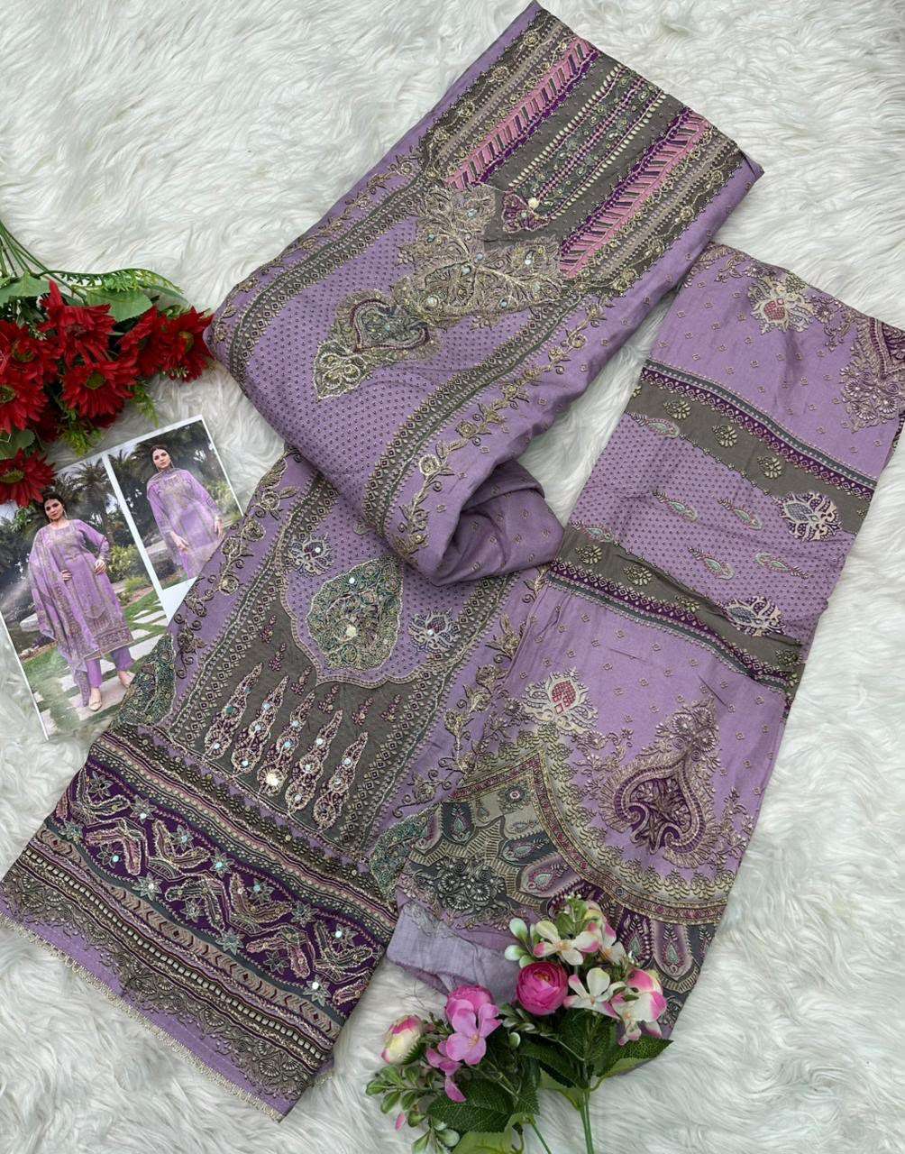 AMRUTVELA AT 163 VISCOSE DIGITAL PRINT WITH HAND WORK DESIGNER SUIT 