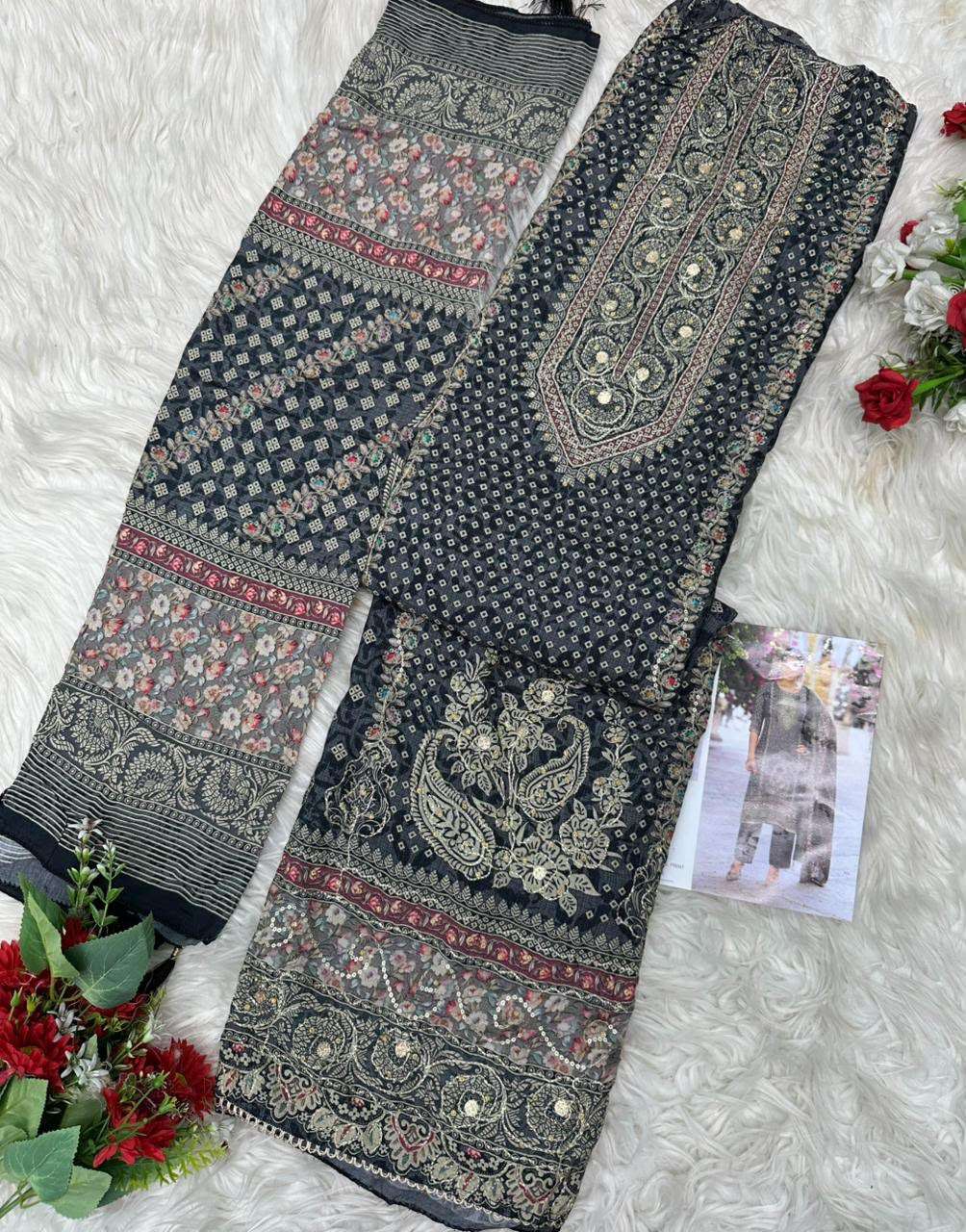 AMRUTVELA AT 221 VISCOSE DIGITAL PRINT WITH DESIGNER WORK SUIT