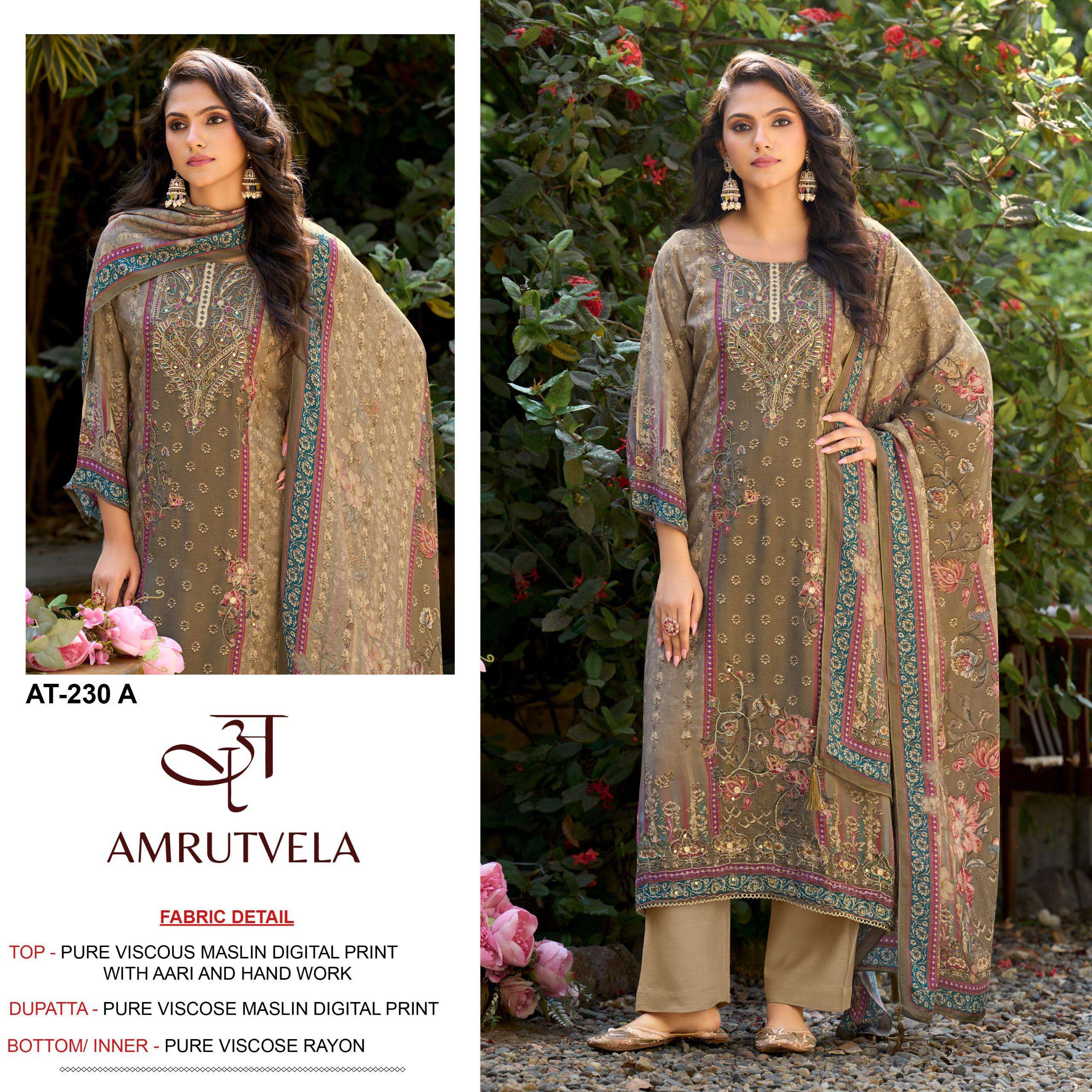AMRUTVELA AT 230 VISCOSE DIGITAL PRINT WITH DESIGNER WORK SUIT