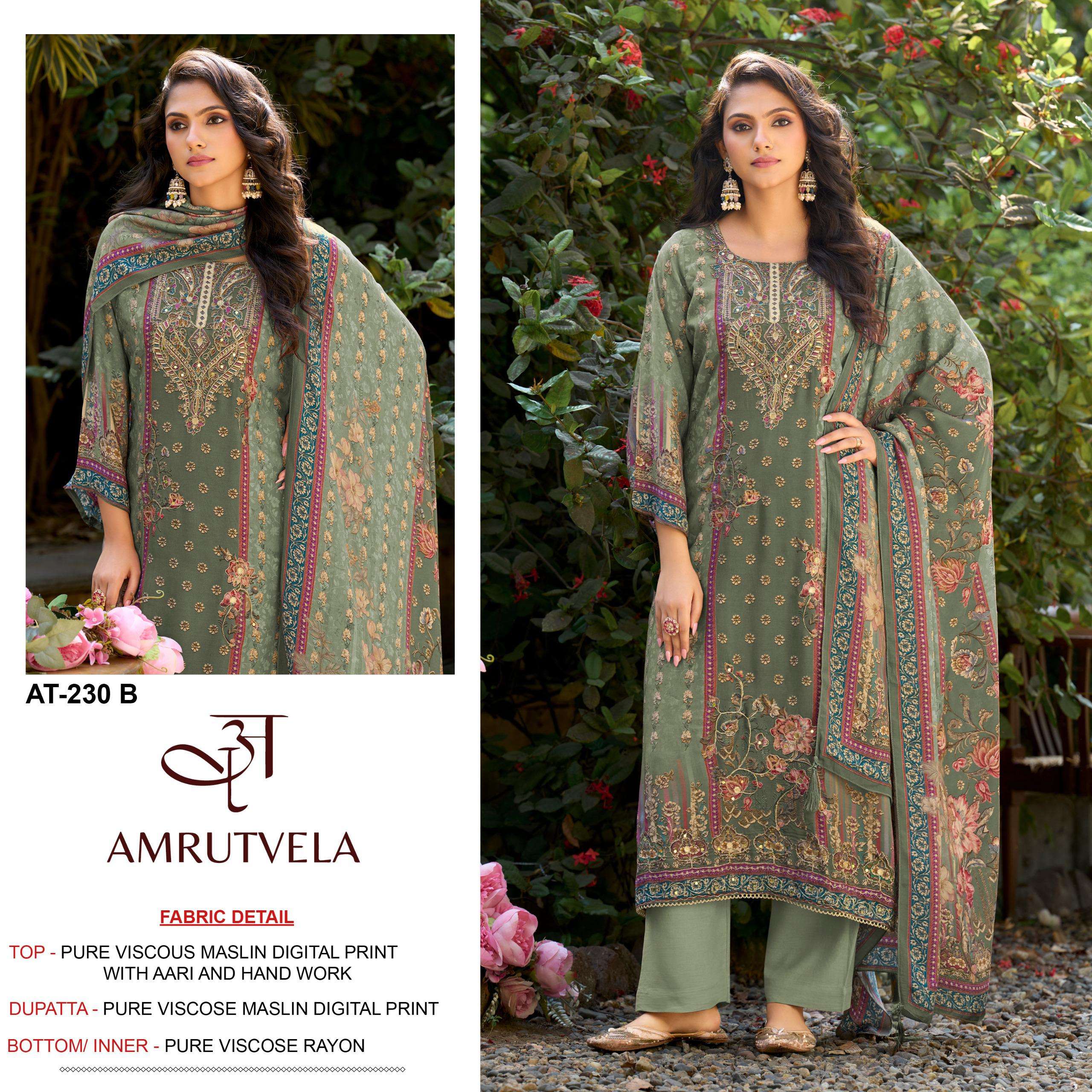 AMRUTVELA AT 230 VISCOSE DIGITAL PRINT WITH DESIGNER WORK SUIT