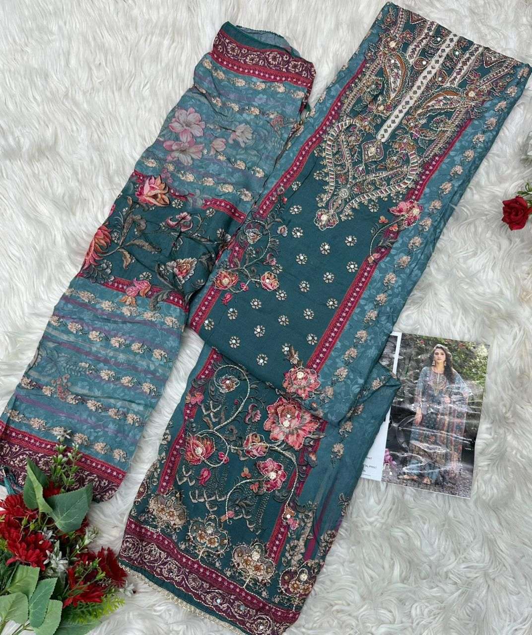 AMRUTVELA AT 230 VISCOSE DIGITAL PRINT WITH DESIGNER WORK SUIT