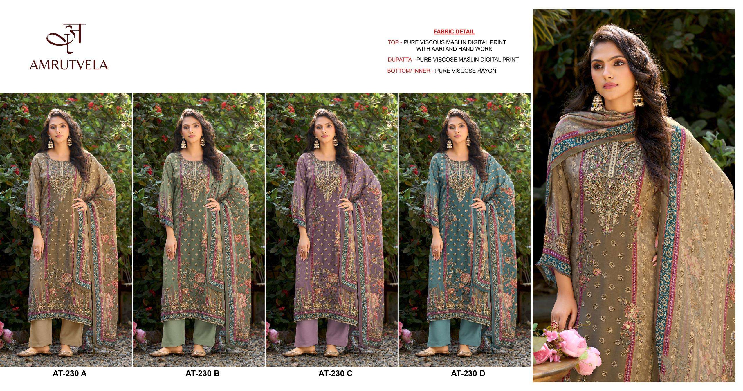AMRUTVELA AT 230 VISCOSE DIGITAL PRINT WITH DESIGNER WORK SUIT