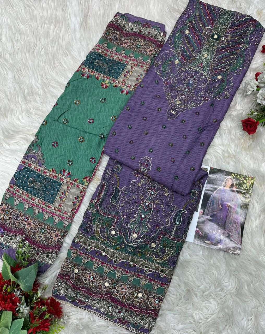 AMRUTVELA AT 231 VISCOSE DIGITAL PRINT WITH DESIGNER WORK SUIT