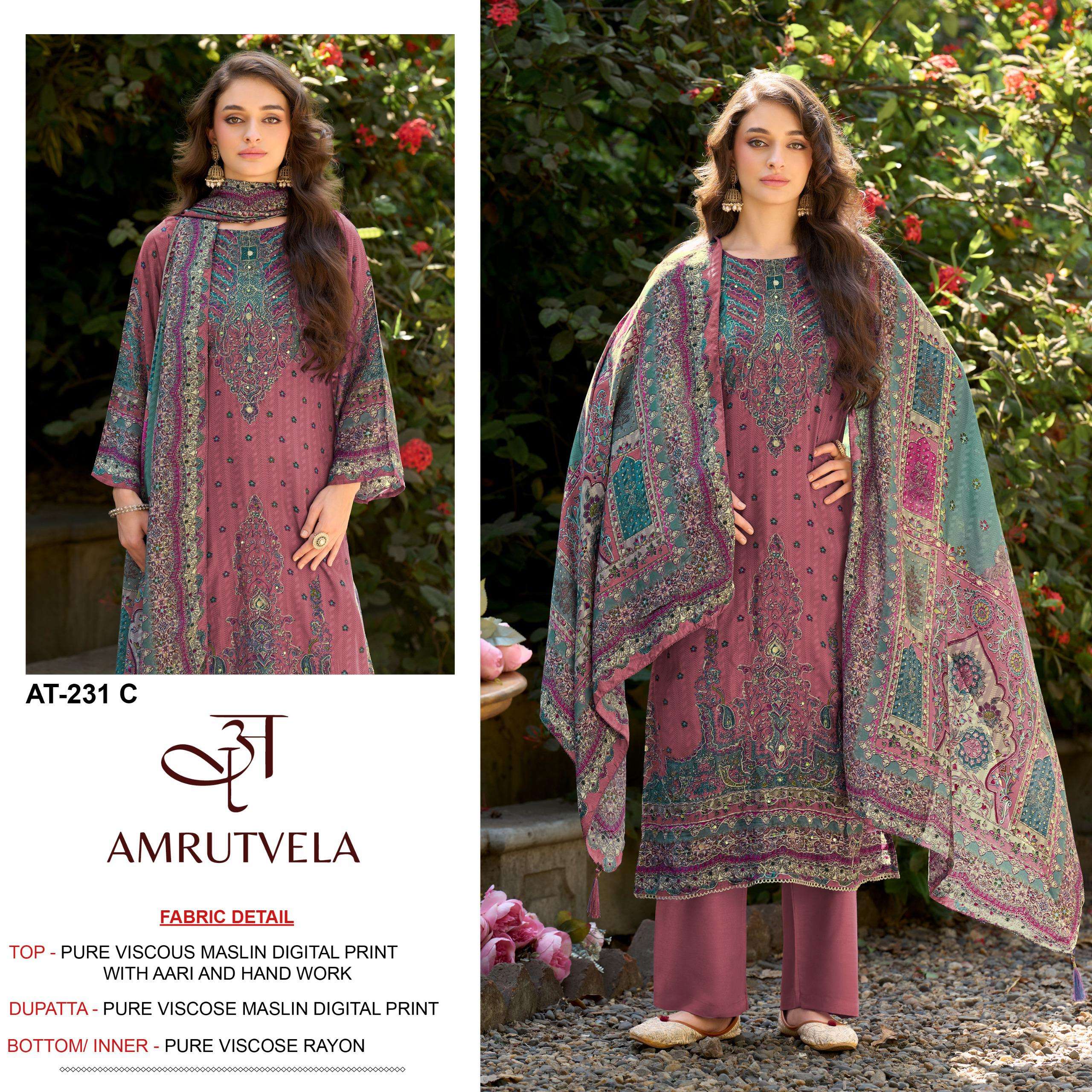 AMRUTVELA AT 231 VISCOSE DIGITAL PRINT WITH DESIGNER WORK SUIT