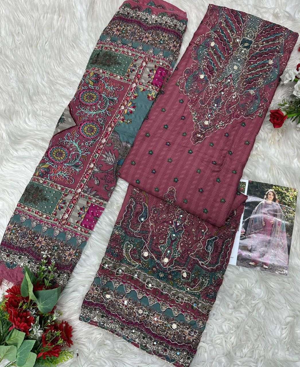 AMRUTVELA AT 231 VISCOSE DIGITAL PRINT WITH DESIGNER WORK SUIT