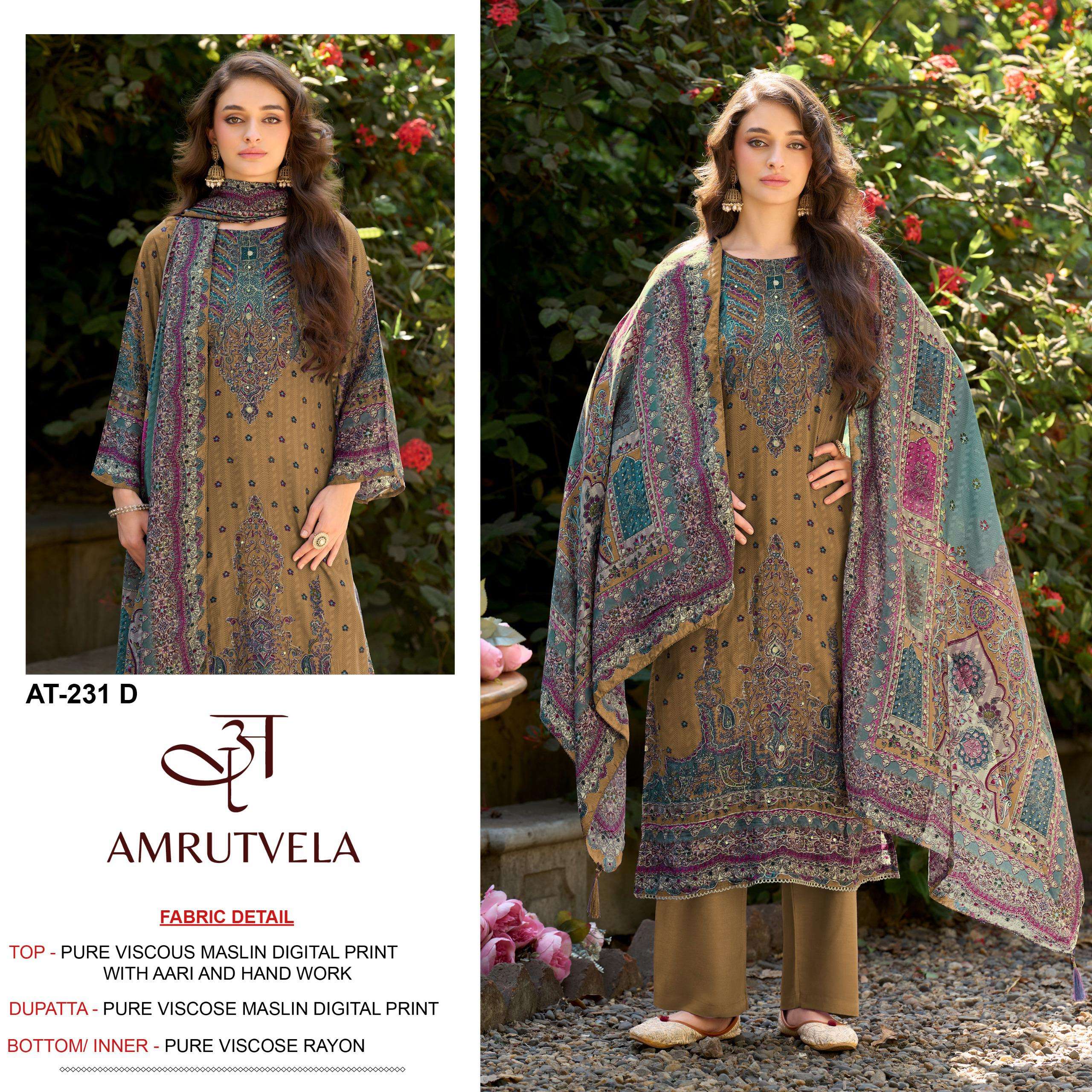 AMRUTVELA AT 231 VISCOSE DIGITAL PRINT WITH DESIGNER WORK SUIT