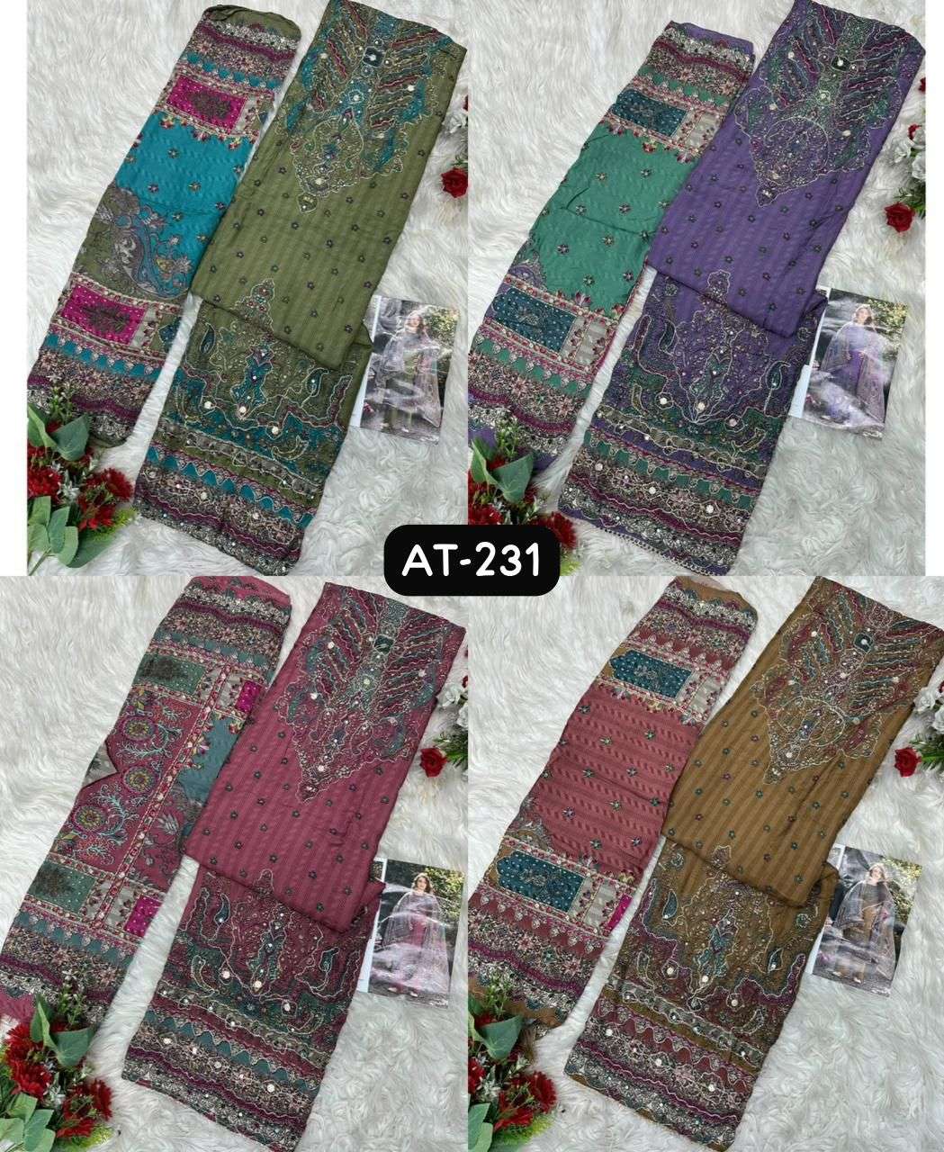 AMRUTVELA AT 231 VISCOSE DIGITAL PRINT WITH DESIGNER WORK SUIT
