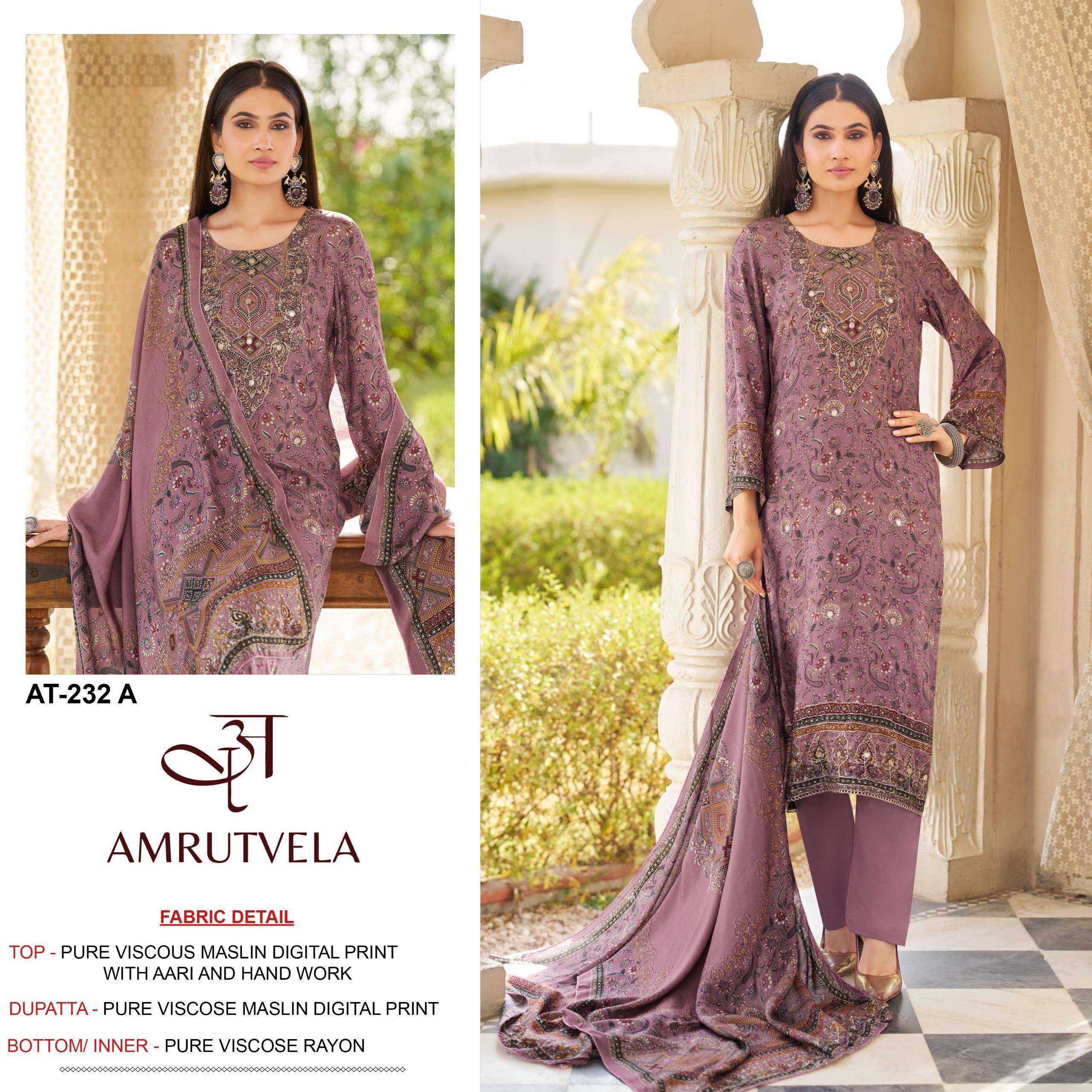 AMRUTVELA AT 232 VISCOSE DIGITAL PRINT WITH DESIGNER WORK SUIT