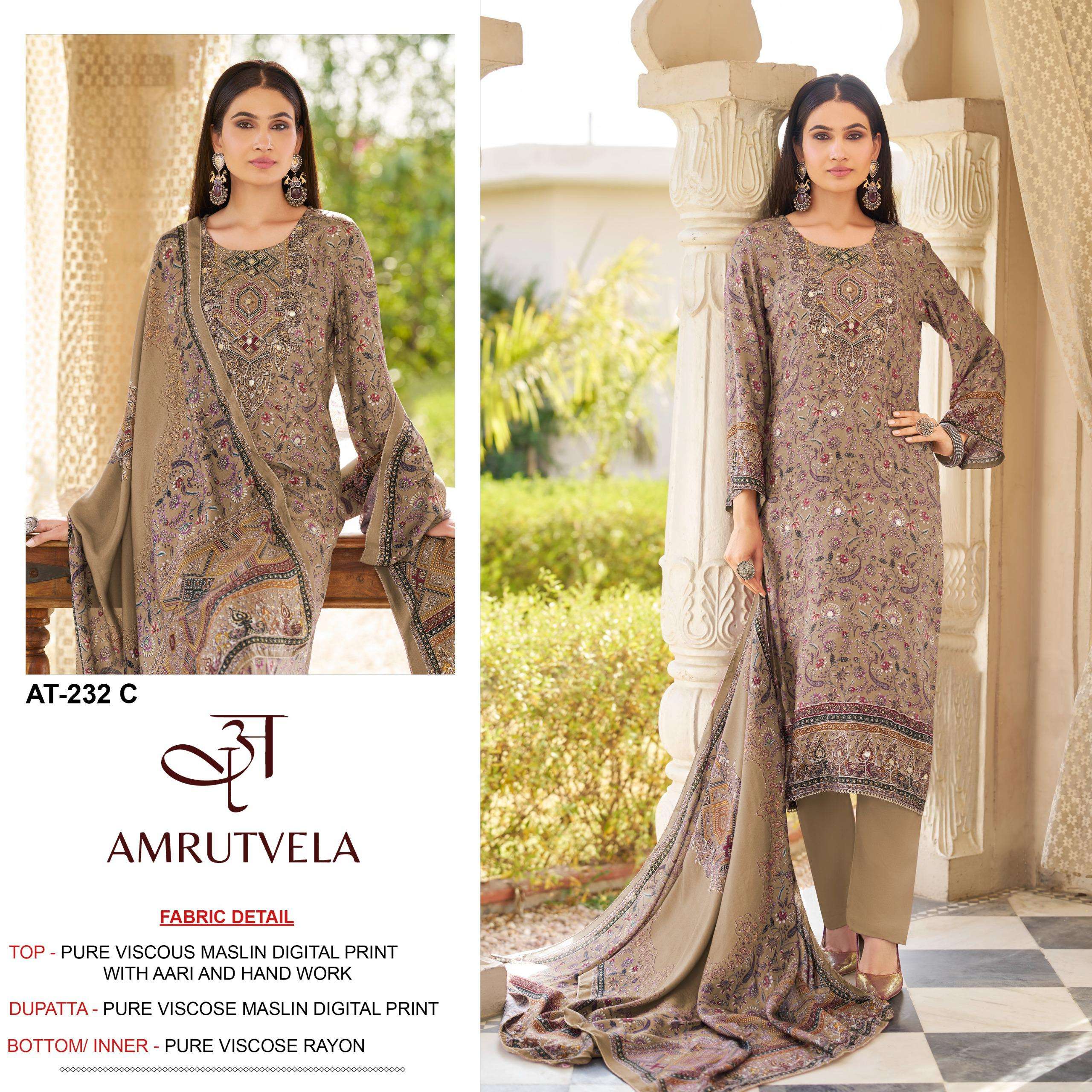 AMRUTVELA AT 232 VISCOSE DIGITAL PRINT WITH DESIGNER WORK SUIT