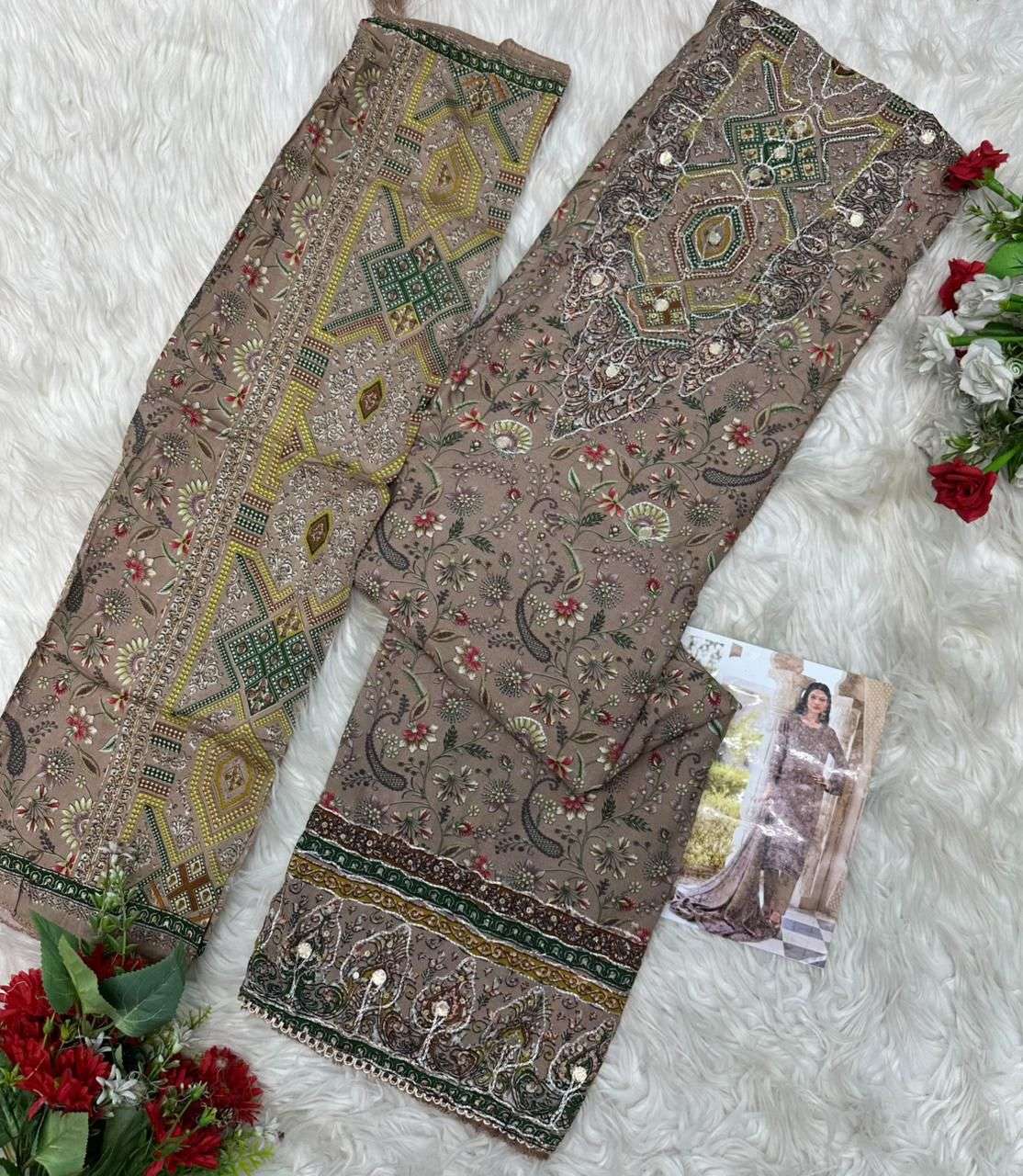 AMRUTVELA AT 232 VISCOSE DIGITAL PRINT WITH DESIGNER WORK SUIT