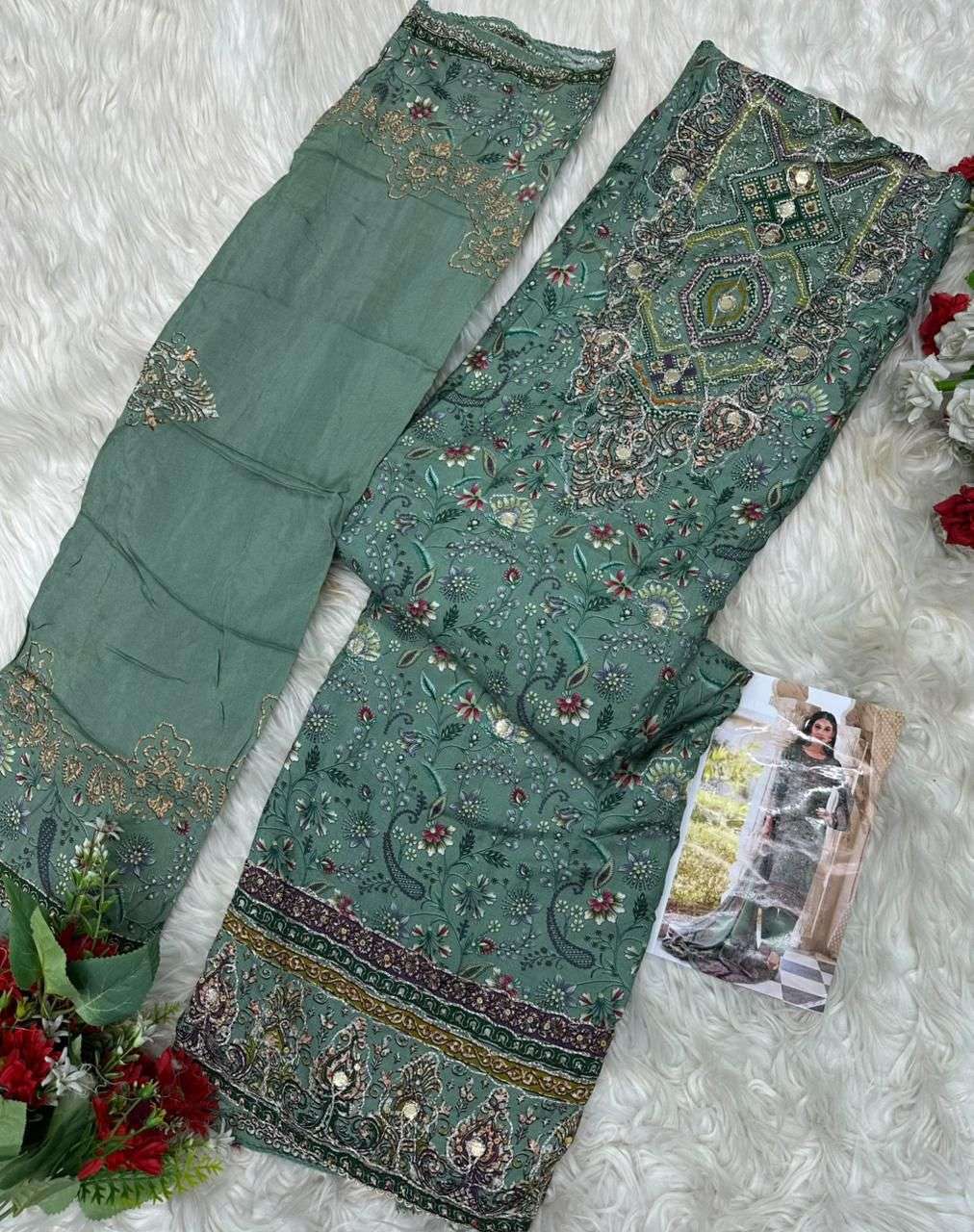 AMRUTVELA AT 232 VISCOSE DIGITAL PRINT WITH DESIGNER WORK SUIT