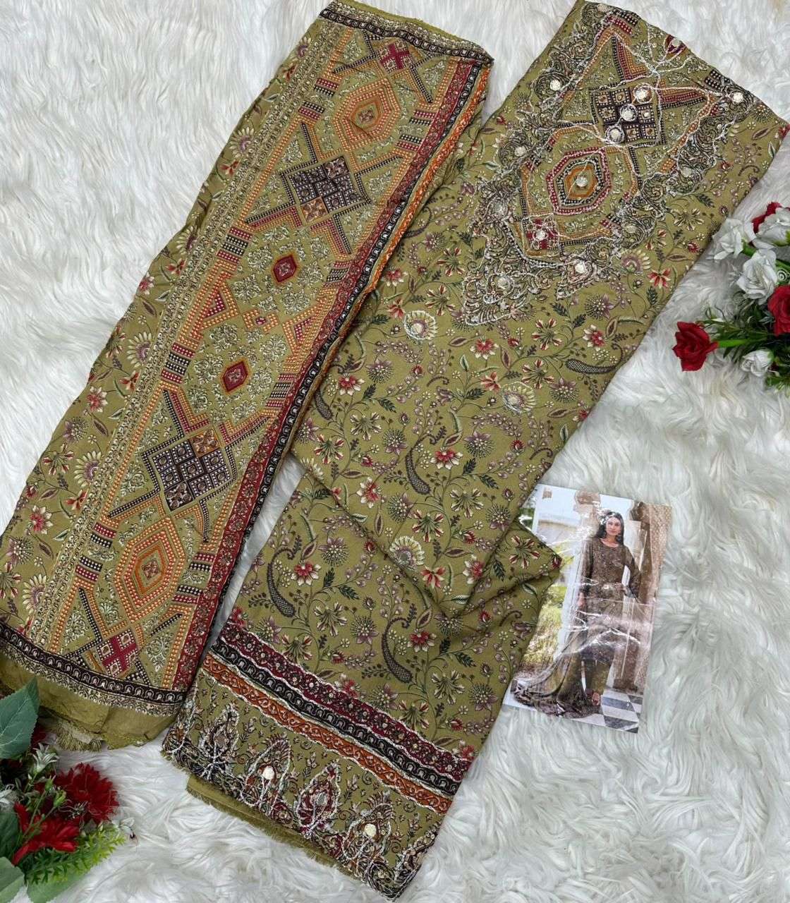 AMRUTVELA AT 232 VISCOSE DIGITAL PRINT WITH DESIGNER WORK SUIT