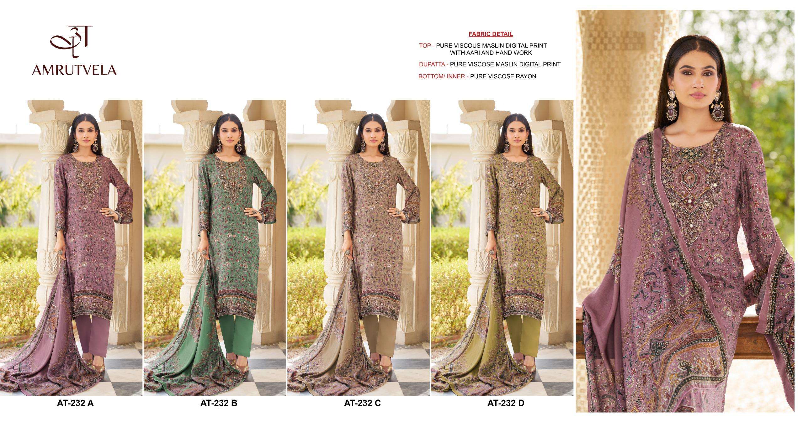 AMRUTVELA AT 232 VISCOSE DIGITAL PRINT WITH DESIGNER WORK SUIT