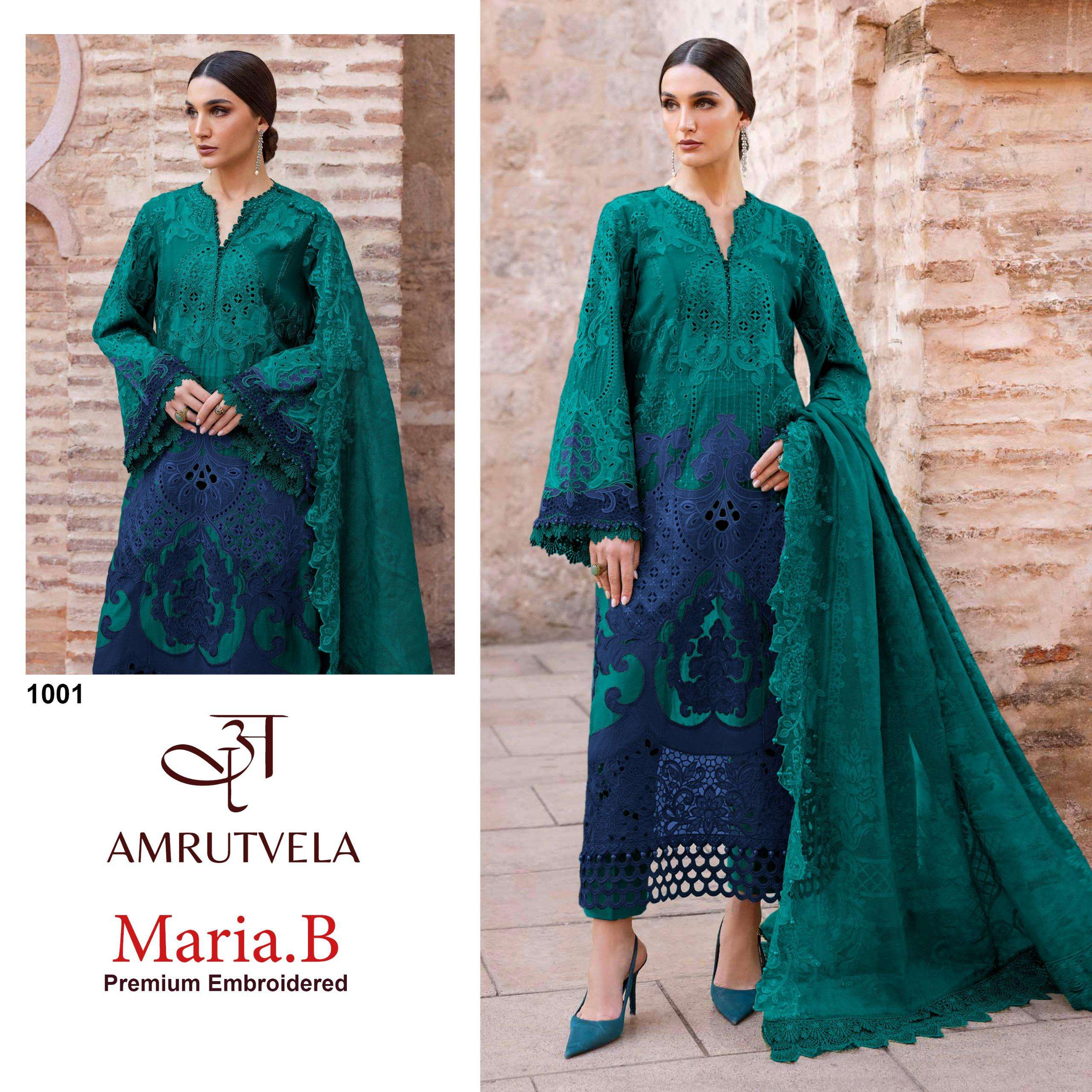AMRUTVELA MARIA B PREMIUM EMBROIDERED COTTON HEAVY EMBROIDERY DESIGNER WORK SUIT