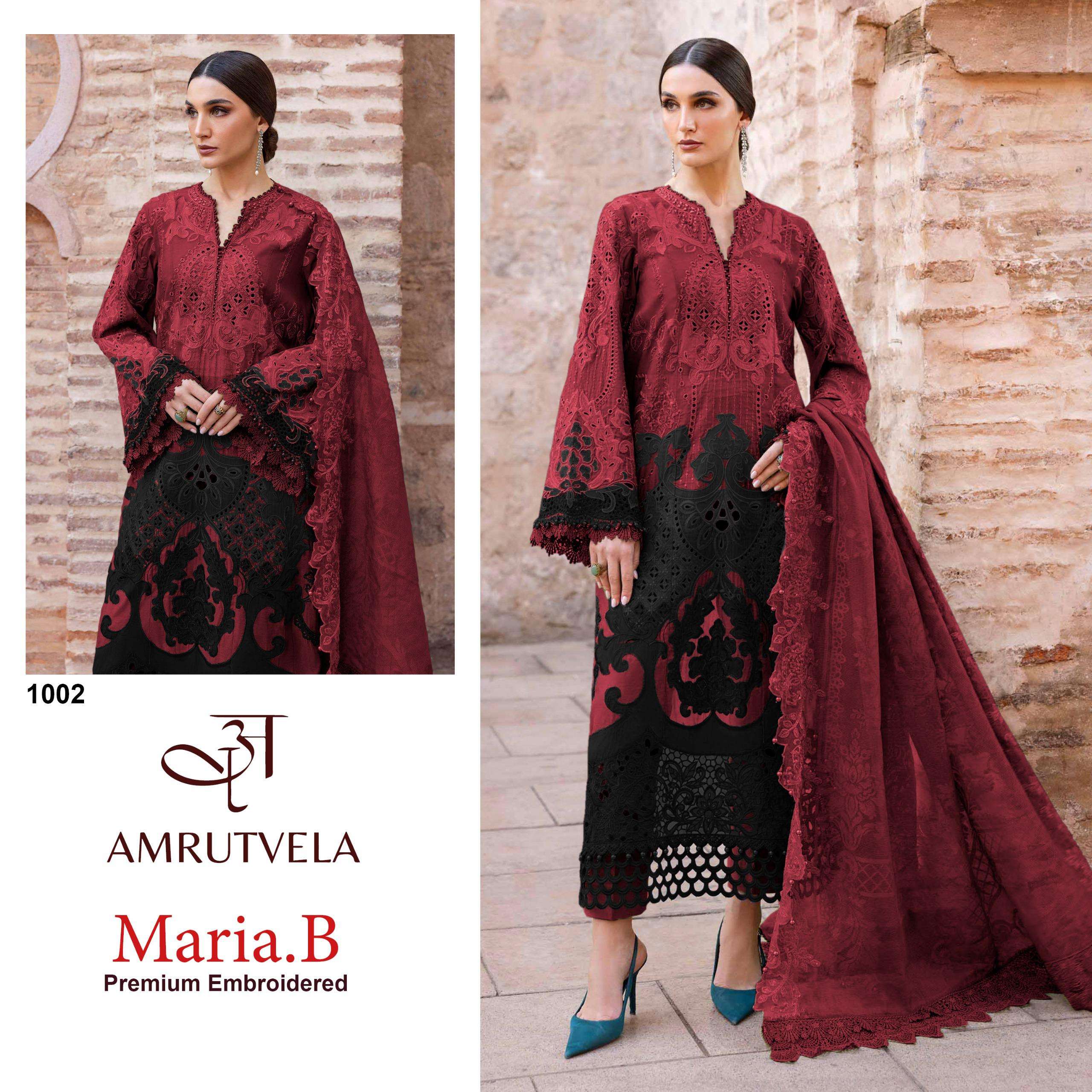 AMRUTVELA MARIA B PREMIUM EMBROIDERED COTTON HEAVY EMBROIDERY DESIGNER WORK SUIT