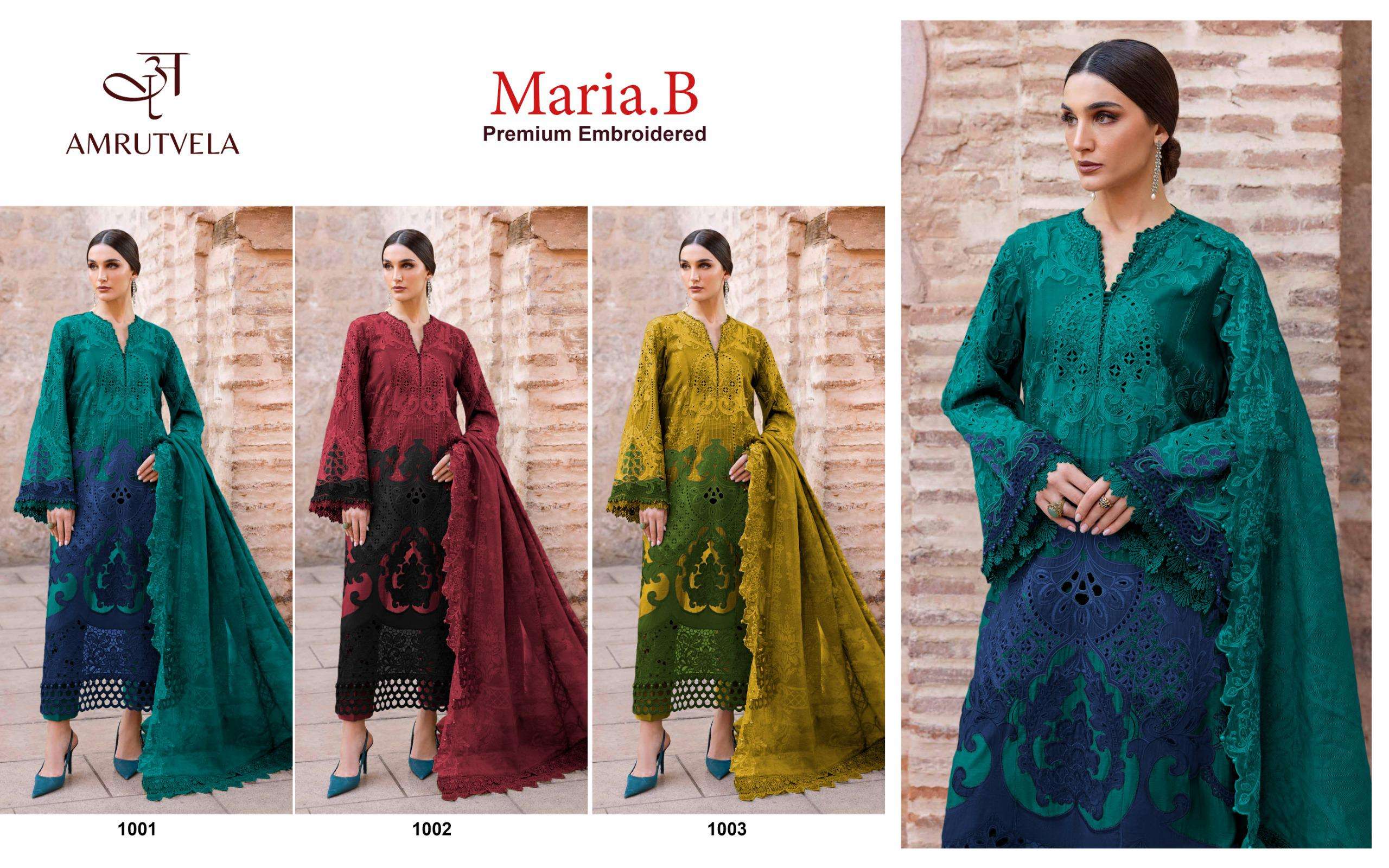 AMRUTVELA MARIA B PREMIUM EMBROIDERED COTTON HEAVY EMBROIDERY DESIGNER WORK SUIT