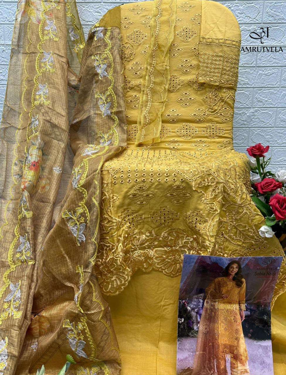 AMRUTVELA SOBIA NAZIR COTTON HEAVY EMBROIDERY DESIGNER WORK PAKISTANI SUIT