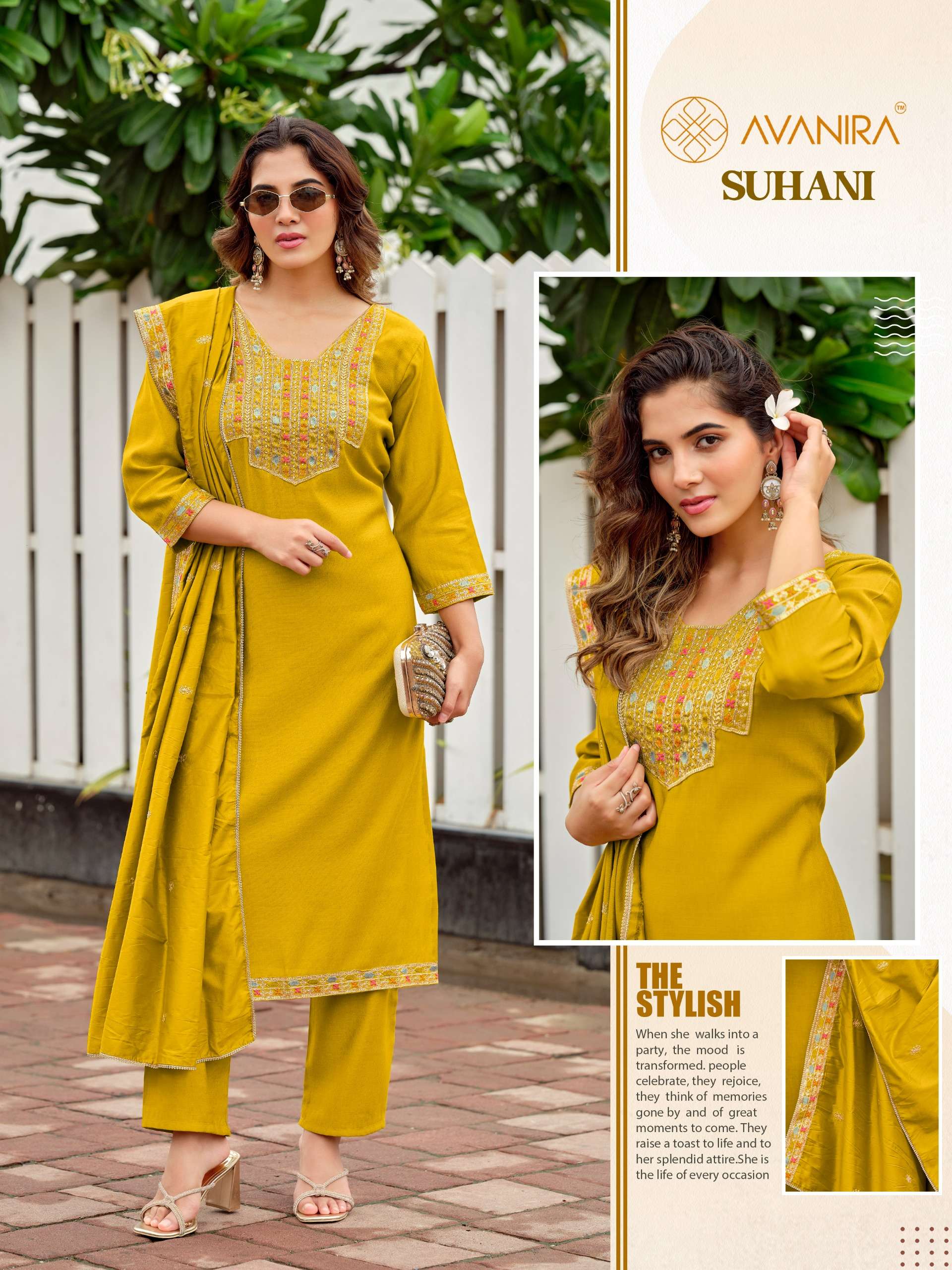 AVANIRA SUHANI VISCOSE EMBROIDERY DESIGNER WORK LADIES FESTIVE WEAR SUIT