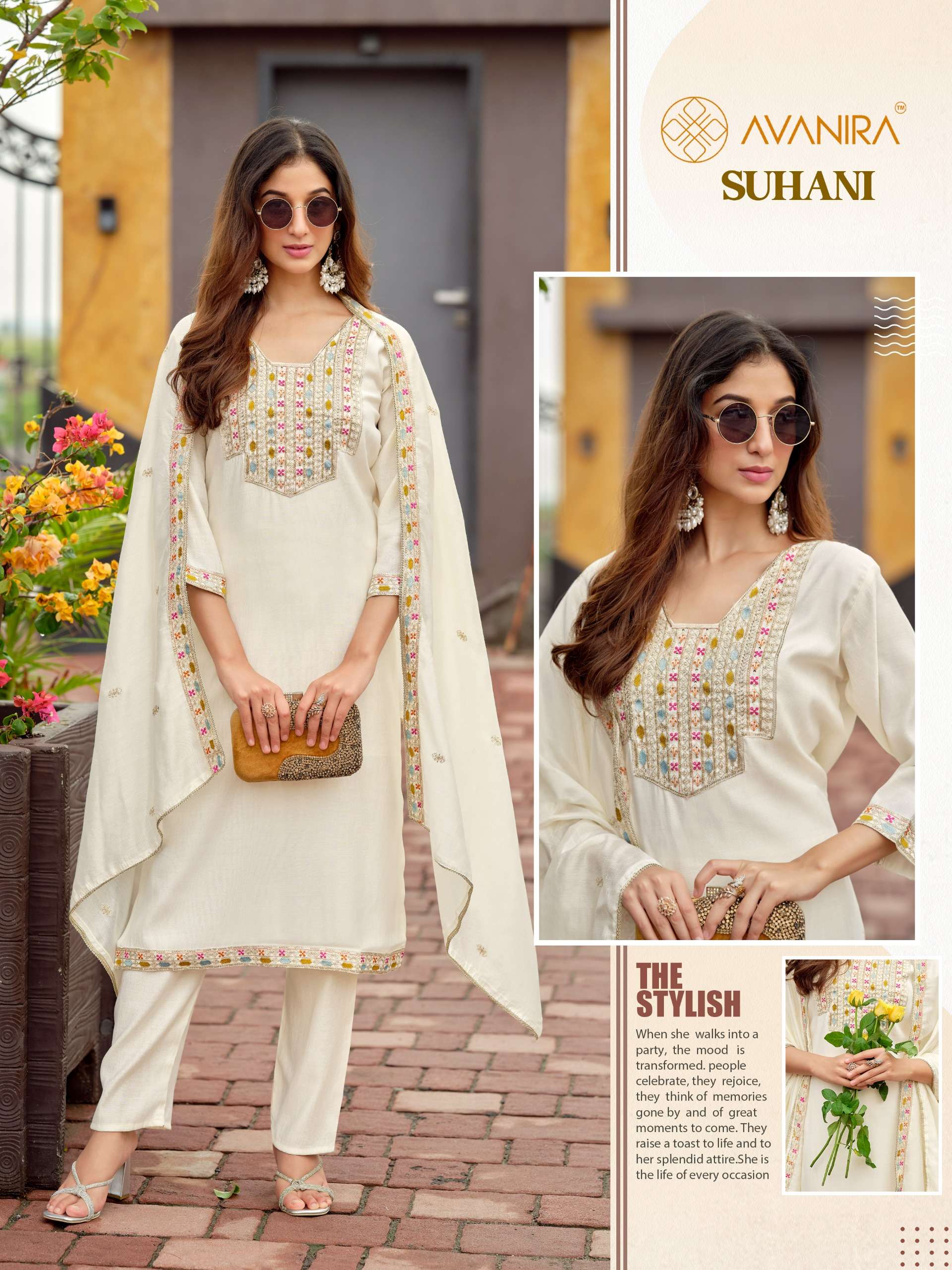 AVANIRA SUHANI VISCOSE EMBROIDERY DESIGNER WORK LADIES FESTIVE WEAR SUIT