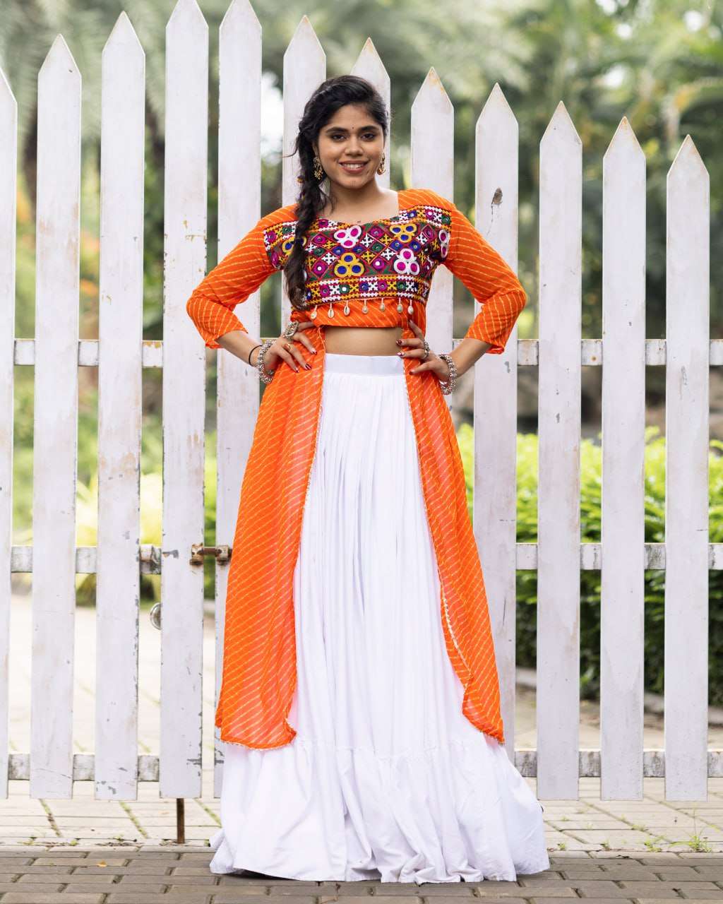 BANDHANI PALACE D NO 8047 COTTON LEHRIYA PRINT NAVRATRI WEAR KURTI WITH LEHENGA SET