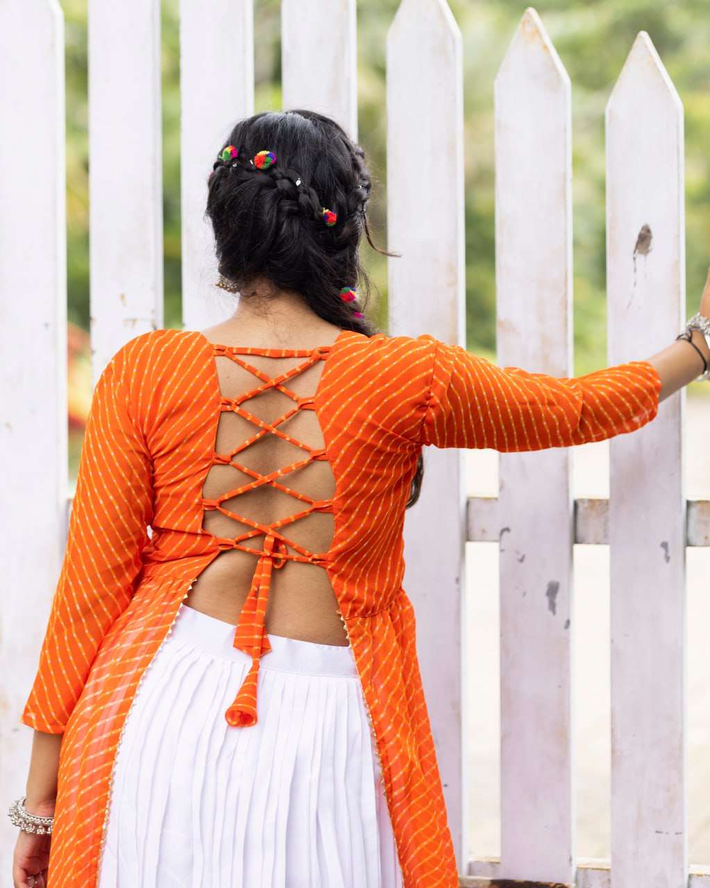 BANDHANI PALACE D NO 8047 COTTON LEHRIYA PRINT NAVRATRI WEAR KURTI WITH LEHENGA SET